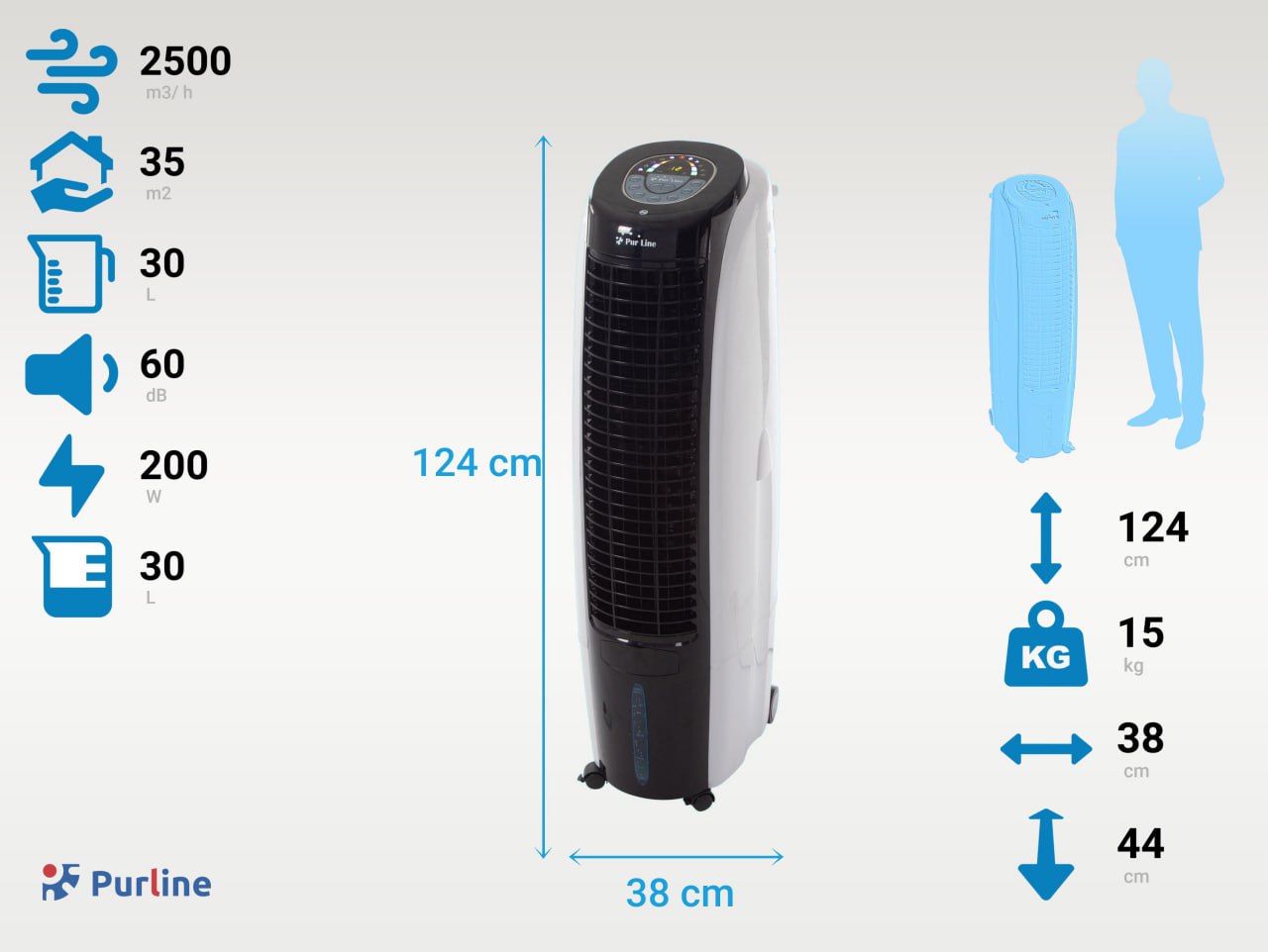 Rafraichisseur d'air par évaporation à débit élevé 6 vitesses
