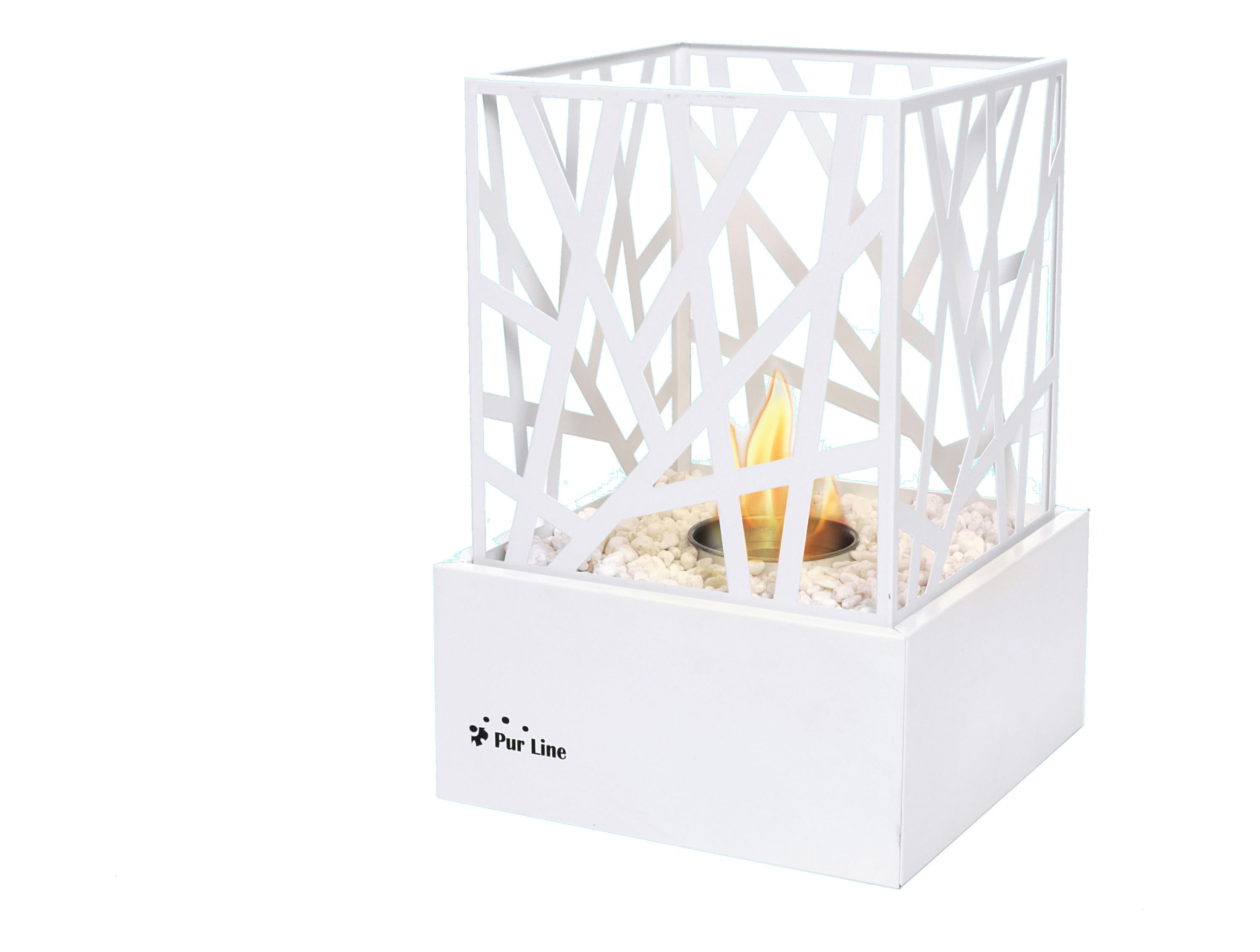 Cheminée de table à l'éthanol design moderne en acier blanc