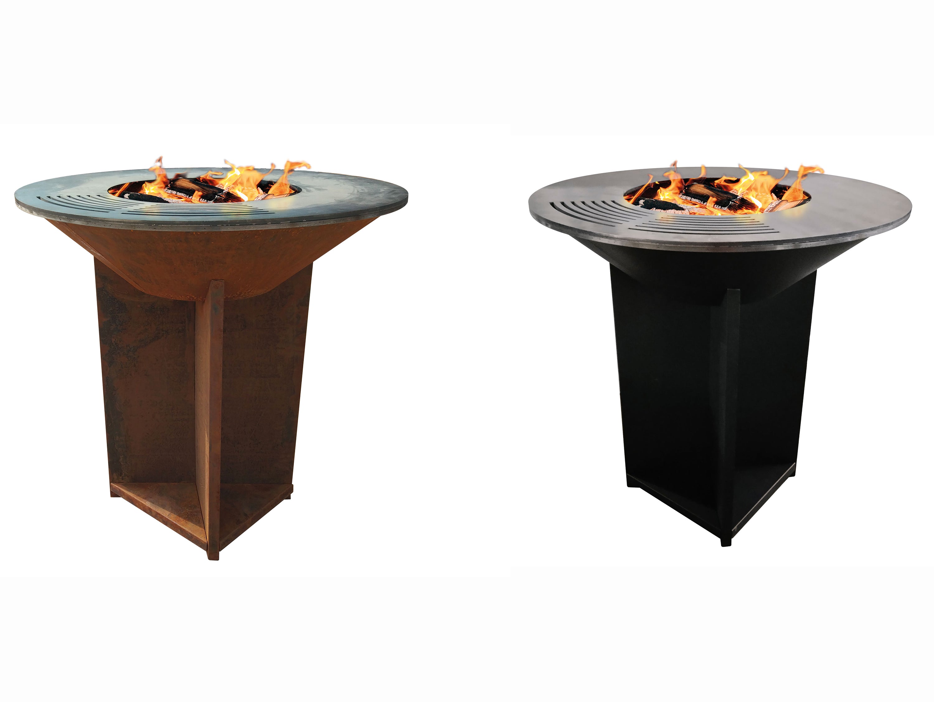 Barbecue brasero noir avec plaque d'acier de 100 cm