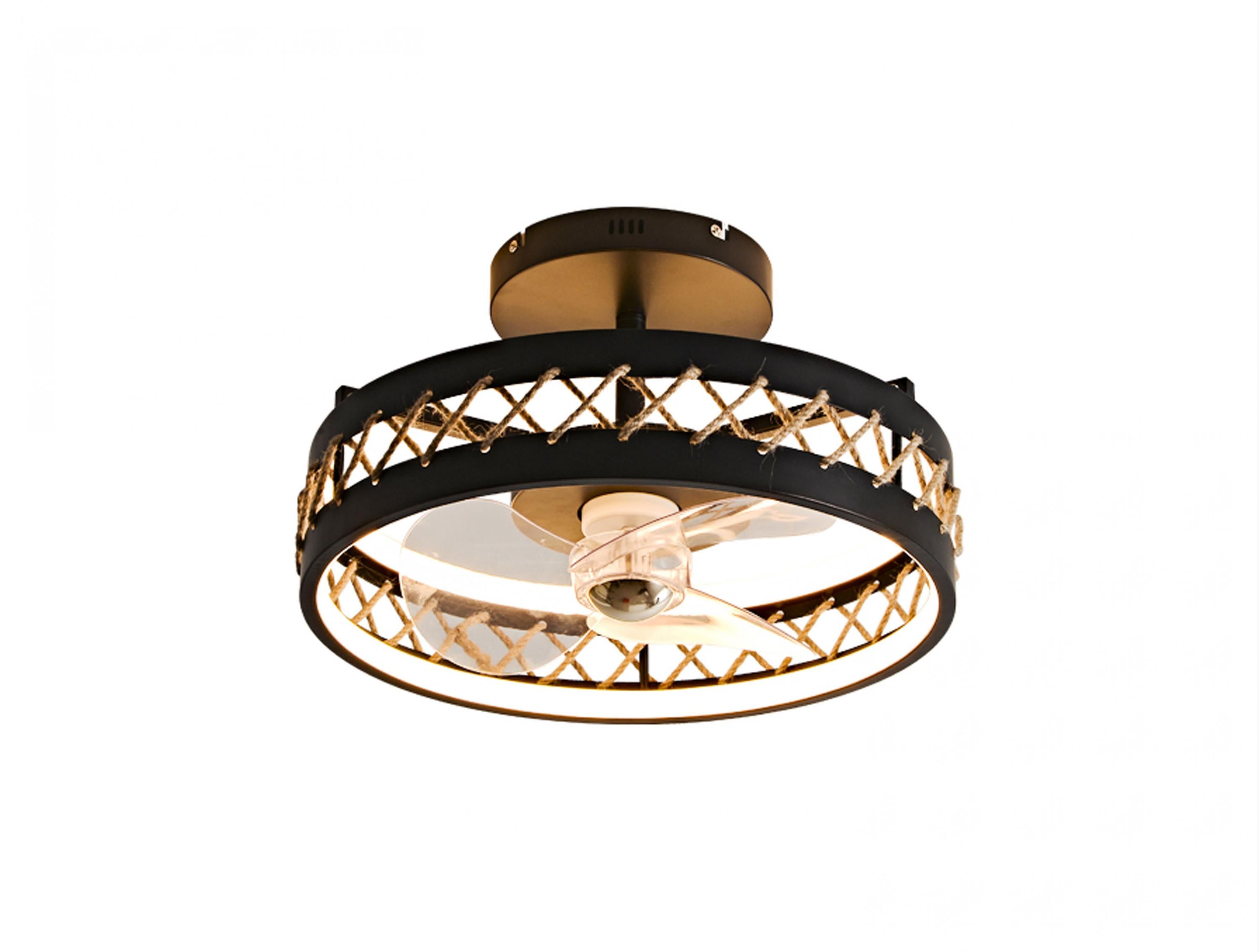 Lampe LED à ventilateur avec détails de finition en corde