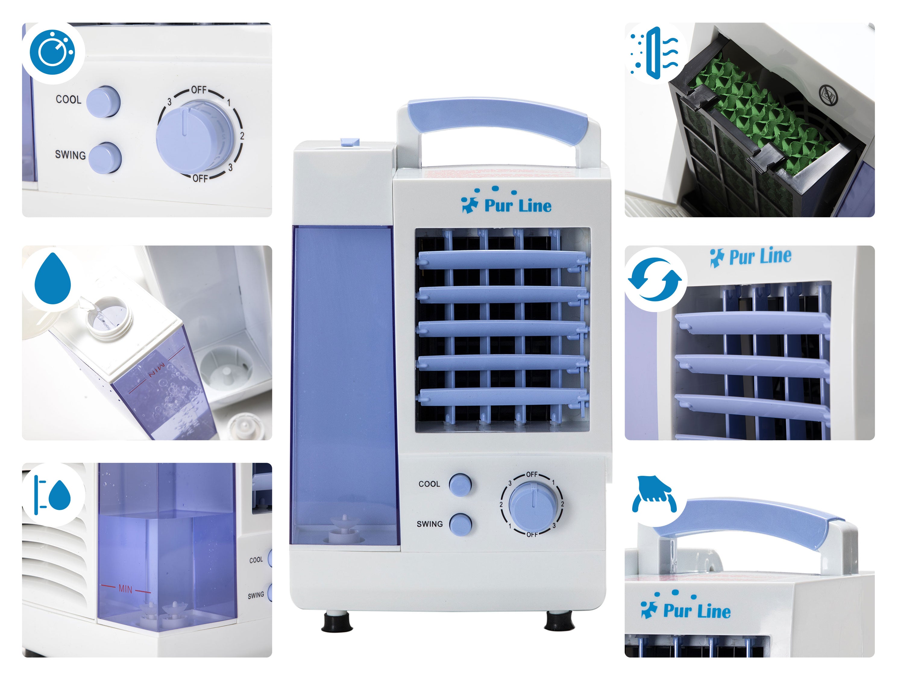 Rafraichisseur d'air par évaporation à débit élevé 3 vitesses