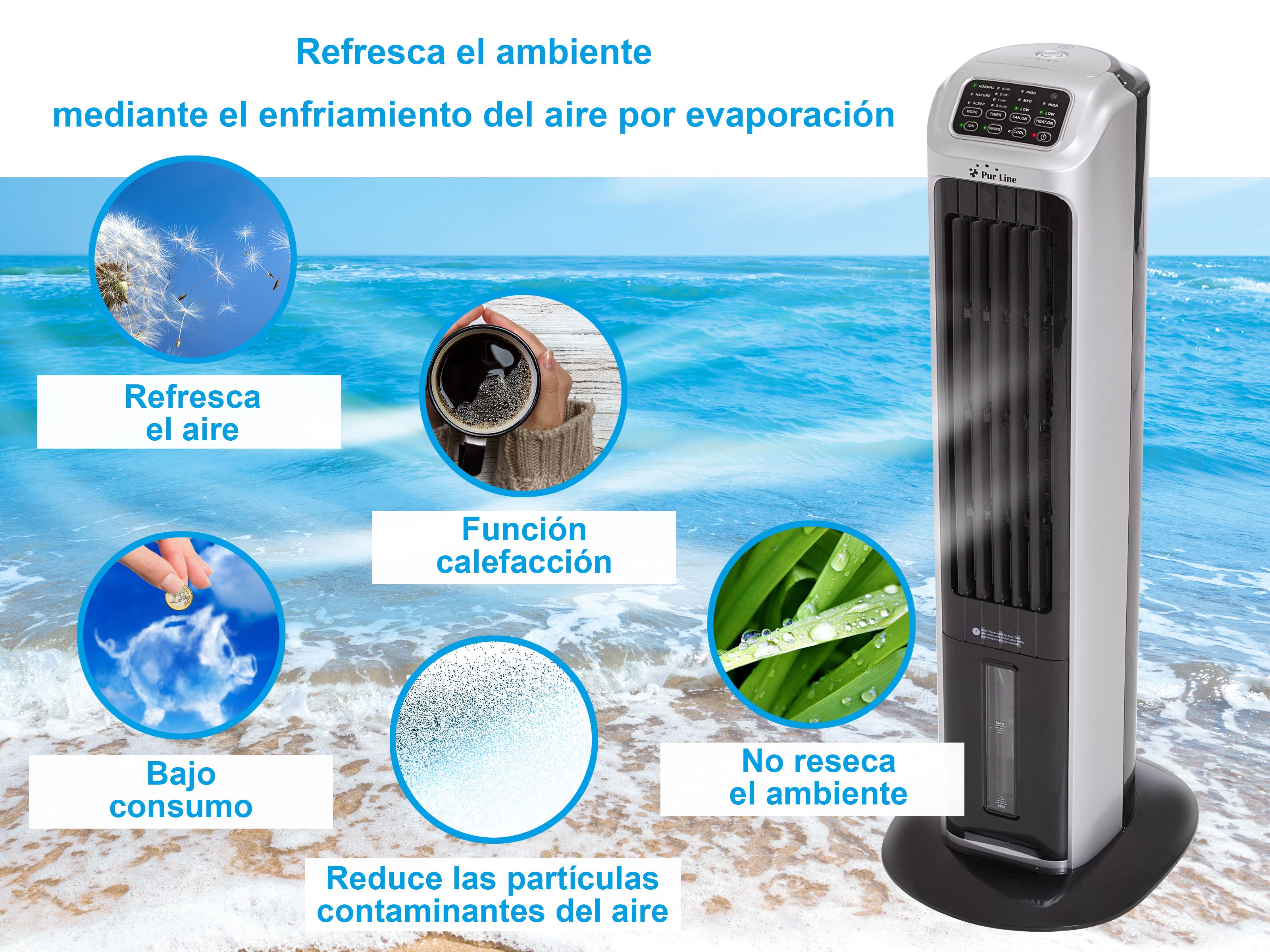 Rafraichisseur d'air par évaporation à débit élevé et chauffage