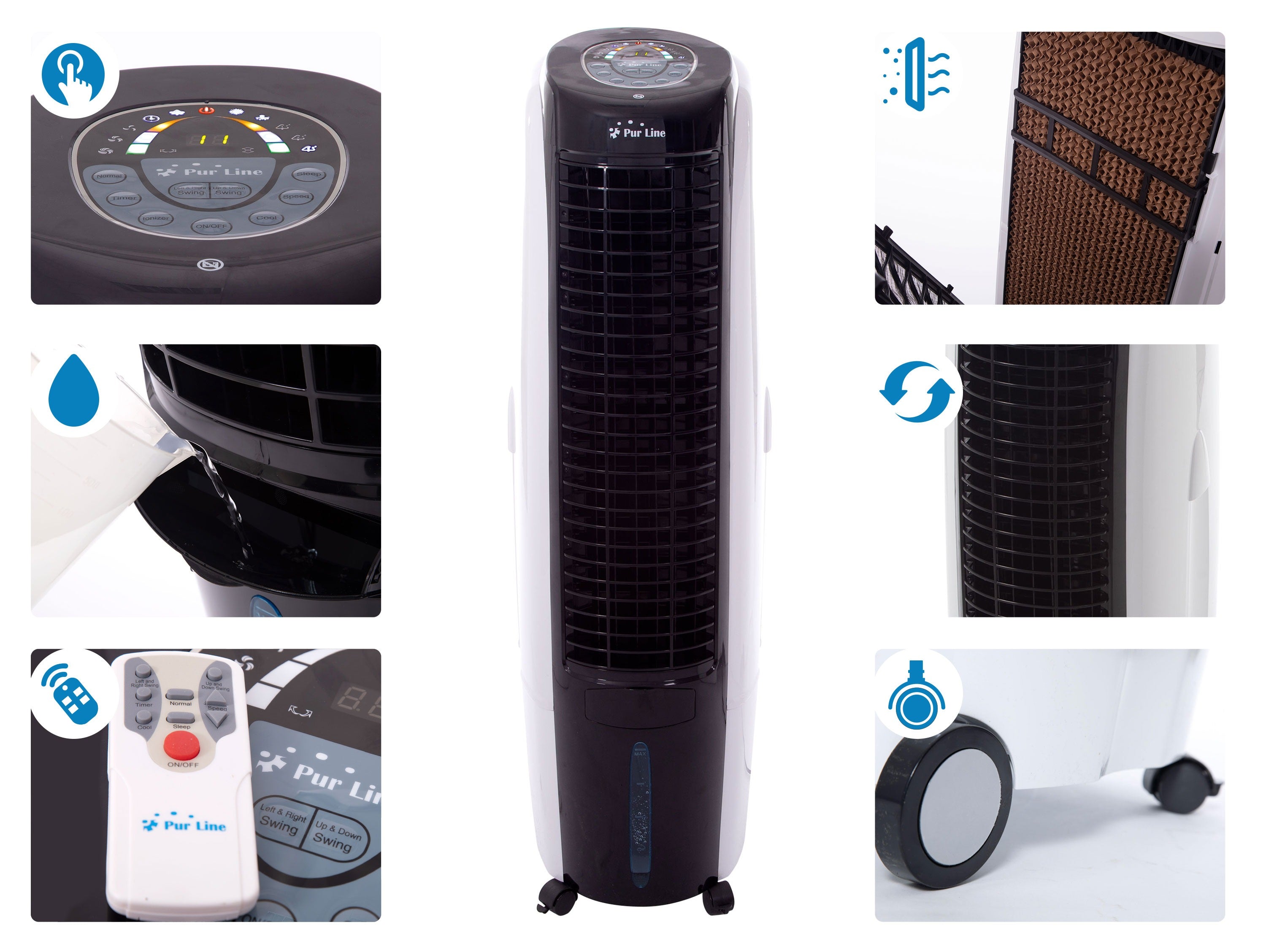 Rafraichisseur d'air par évaporation à débit élevé 6 vitesses