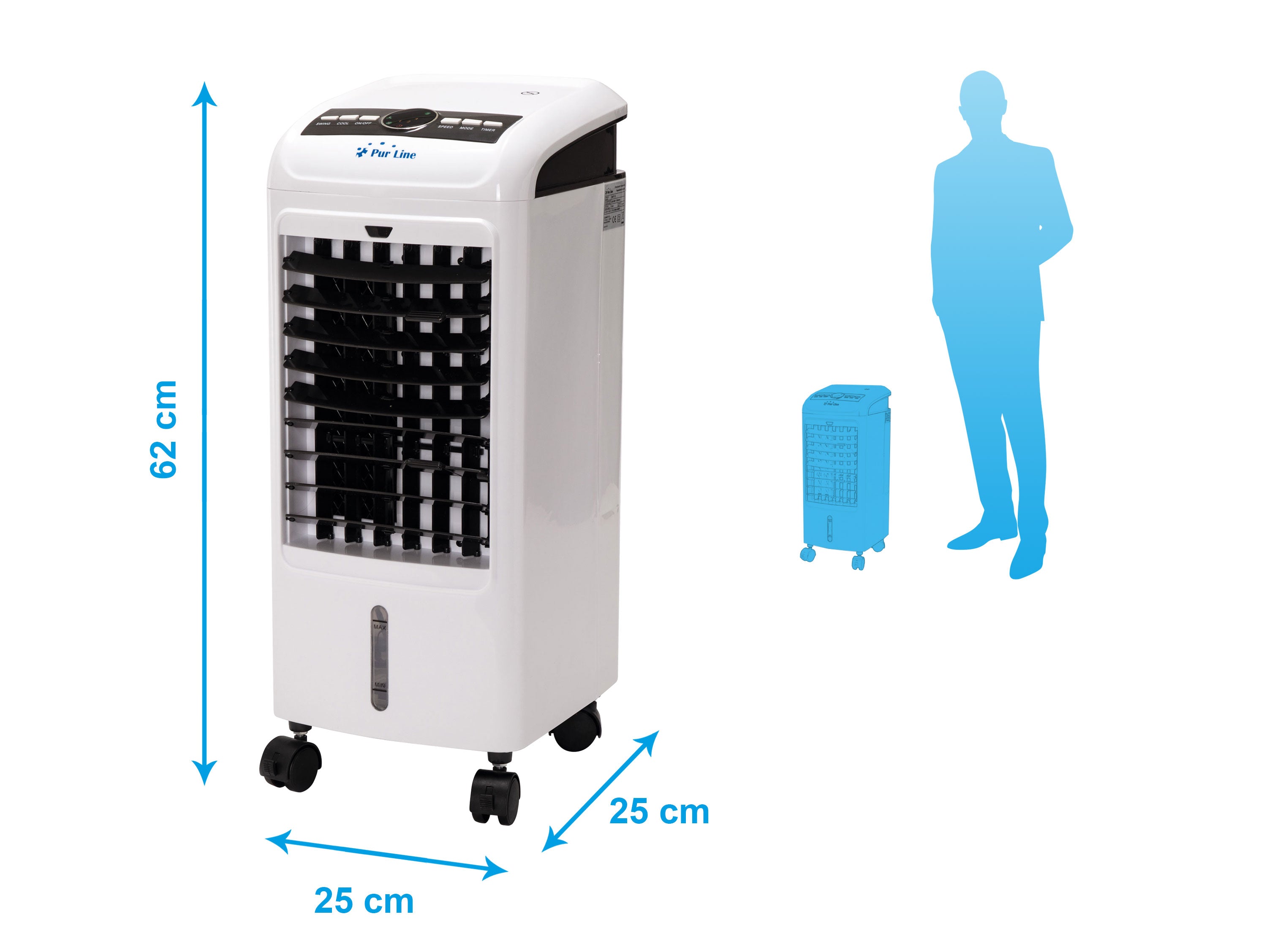 Rafraichisseur d'air par évaporation 70W 3 vitesses et 4 L