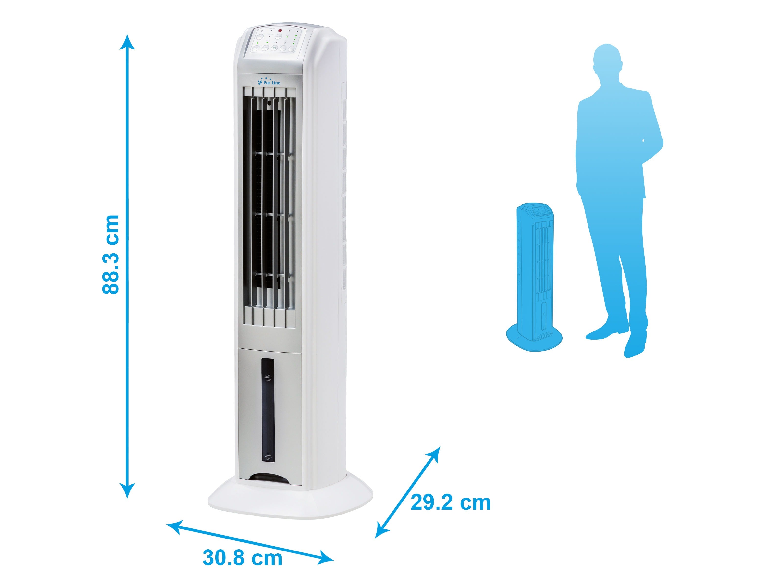 Rafraichisseur d'air par évaporation 70W avec ioniseur et 3 vitesses