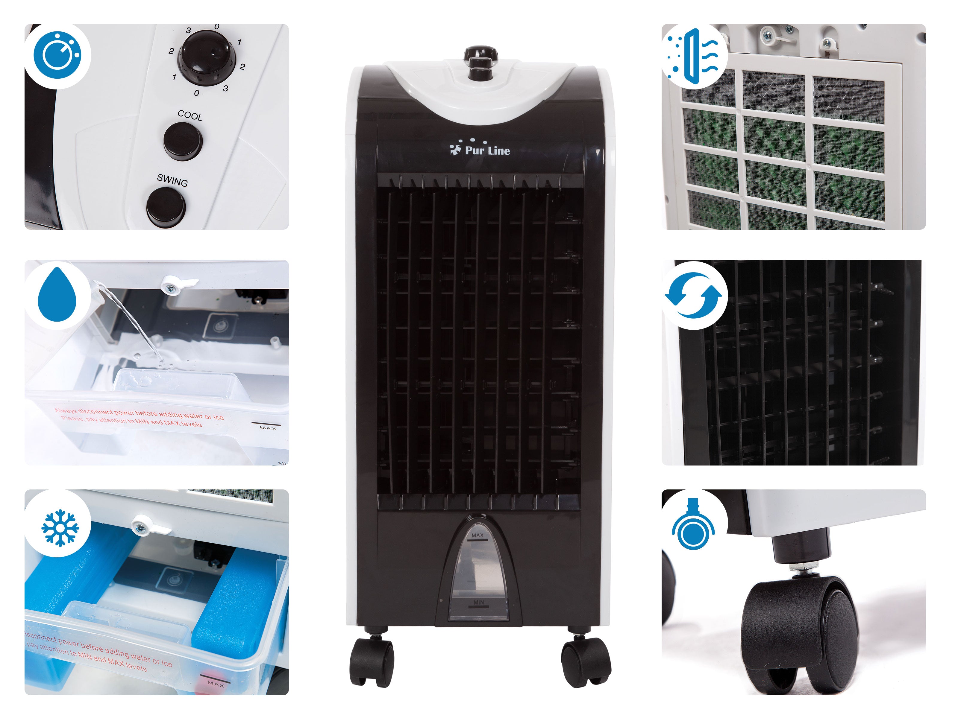 Rafraichisseur d'air par évaporation à débit élevé avec fonction COOL