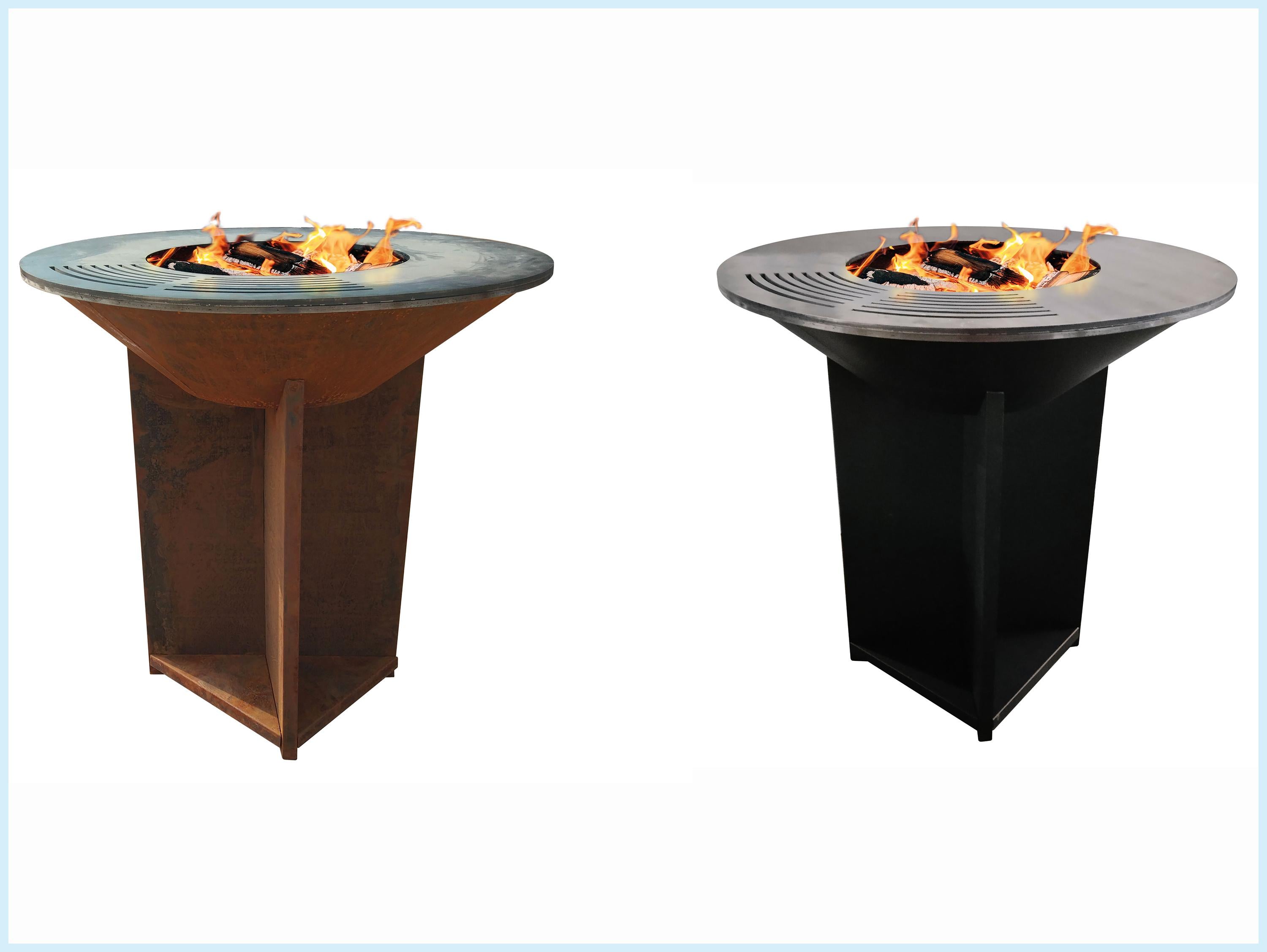 Barbecue brasero noir avec plaque d'acier de 100 cm