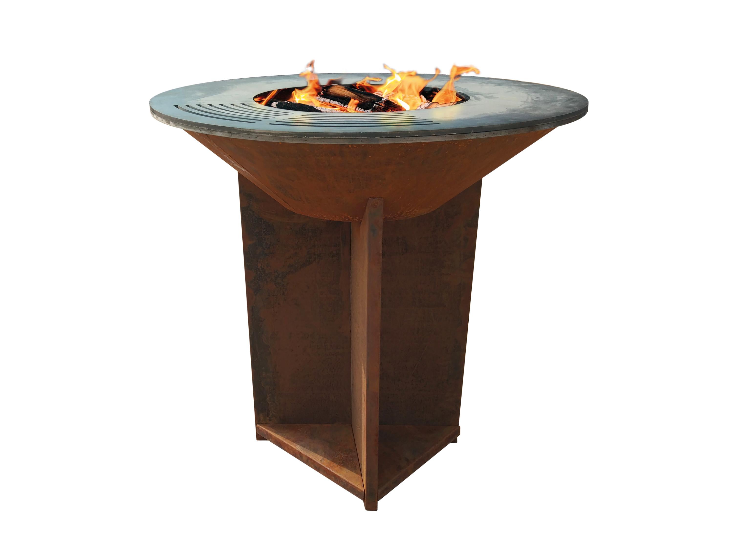 Grand barbecue avec plaque de 100 cm en acier corten