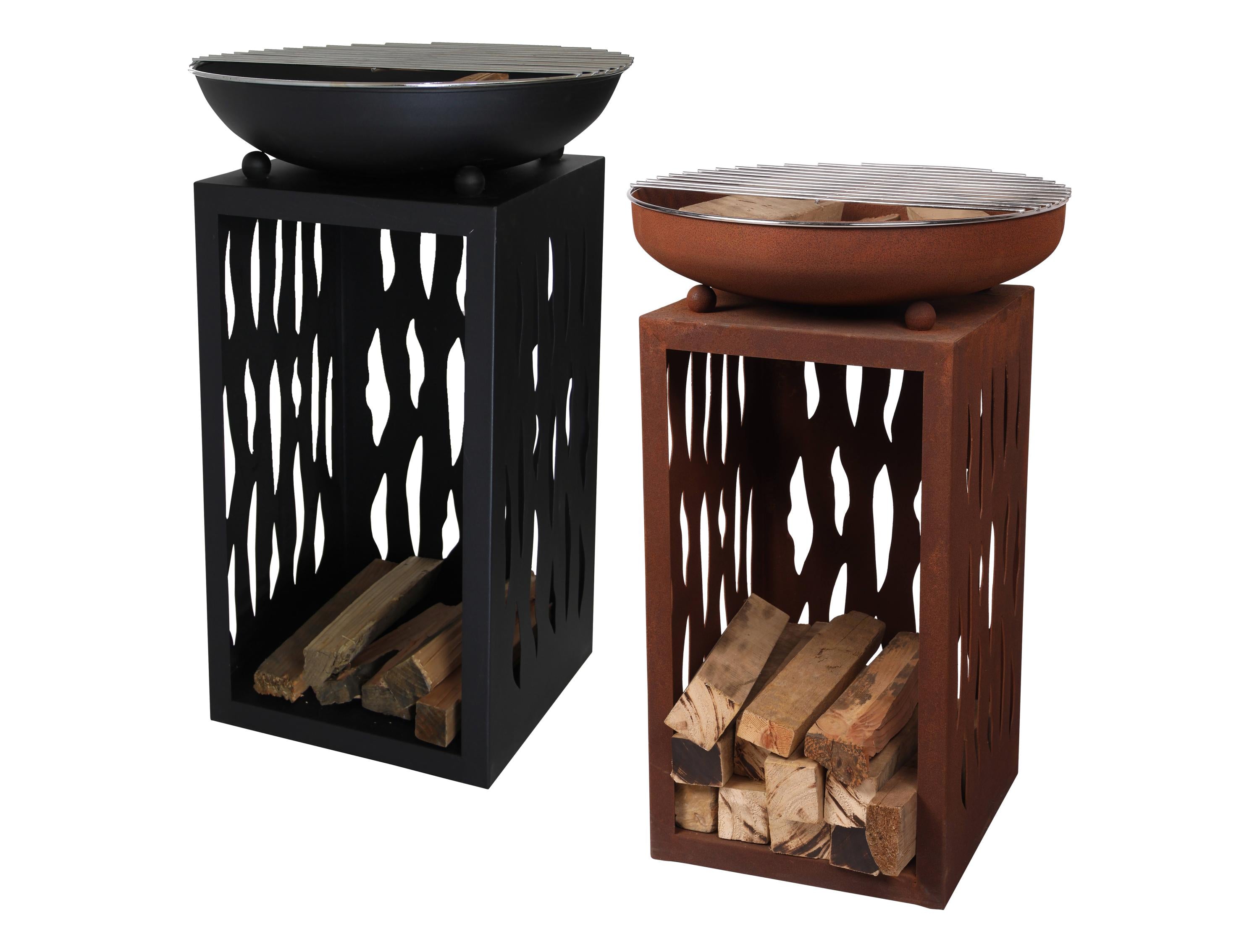 Barbecue design élégant avec grill chromé en acier noir