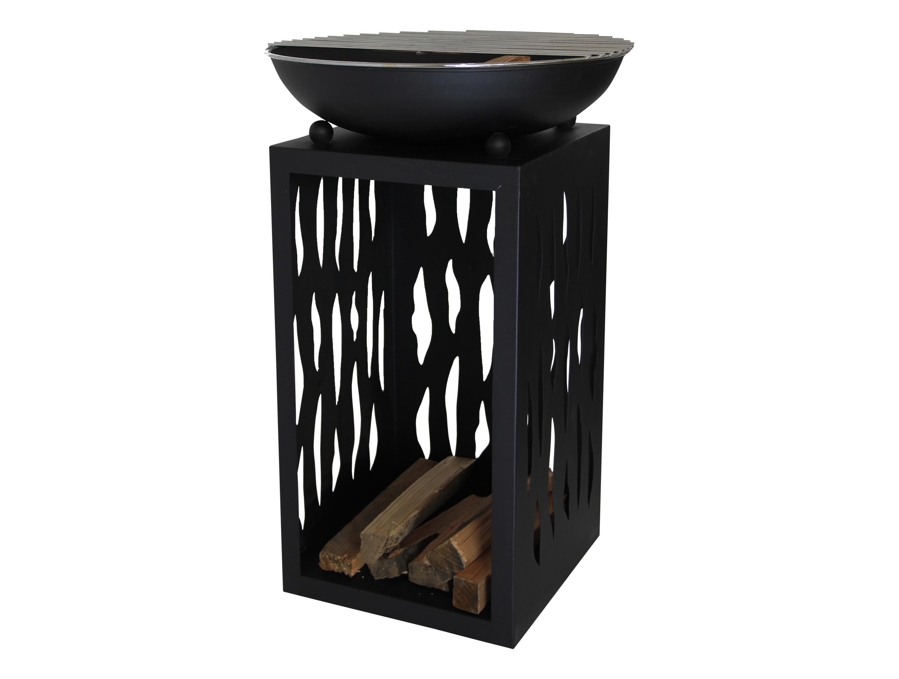 Barbecue design élégant avec grill chromé en acier noir