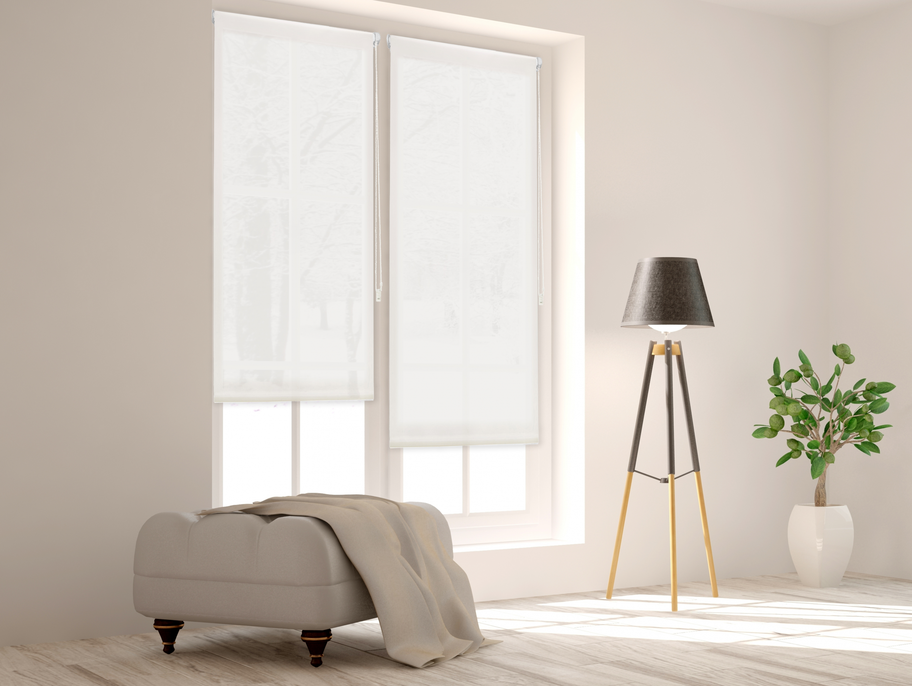 Couleur Brut Store enrouleur Easyfix Polyester Translucide Crème 140 x 180