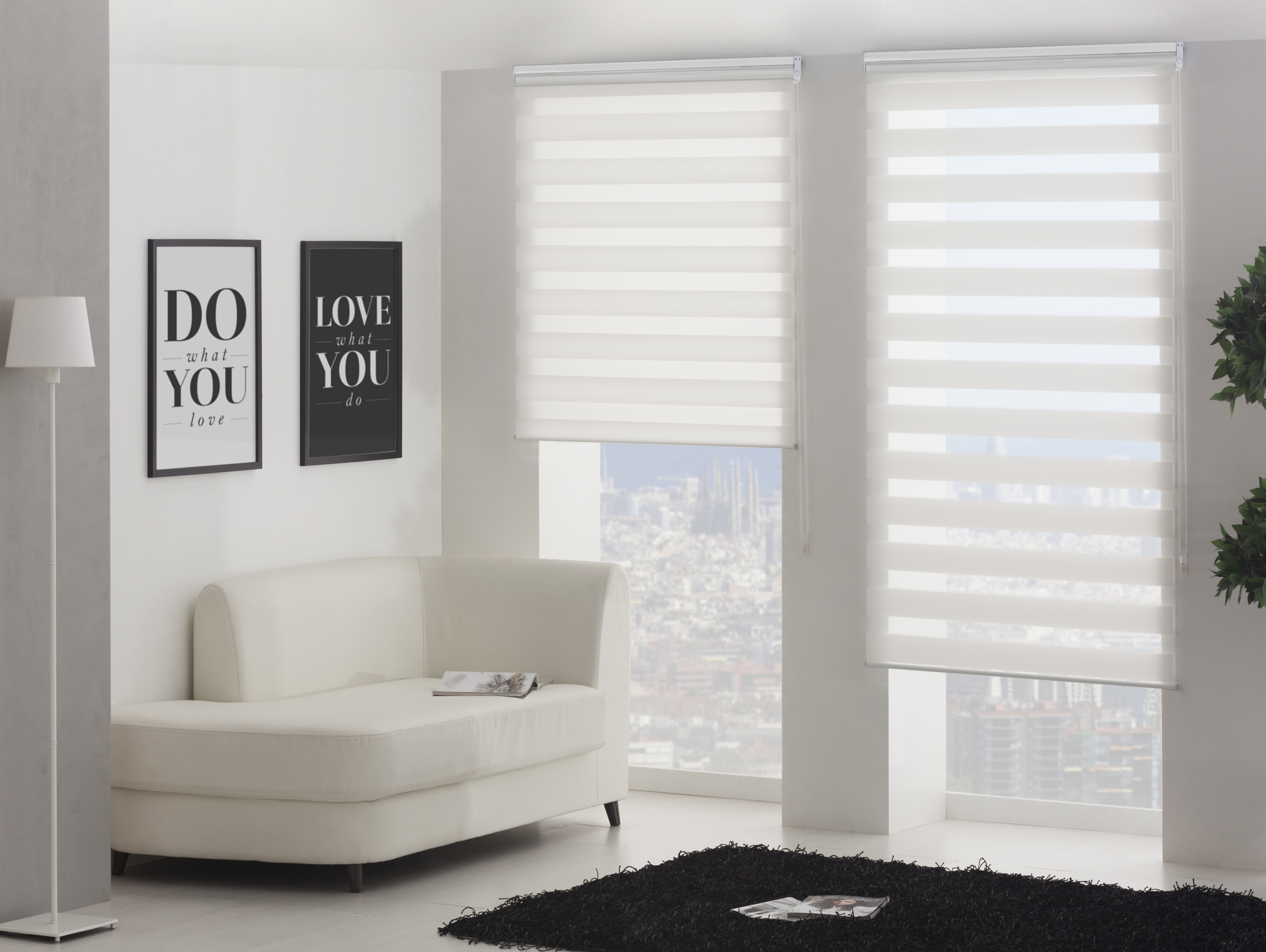 Couleur Creme Store enrouleur Polyester Translucide Crème 180 x 180
