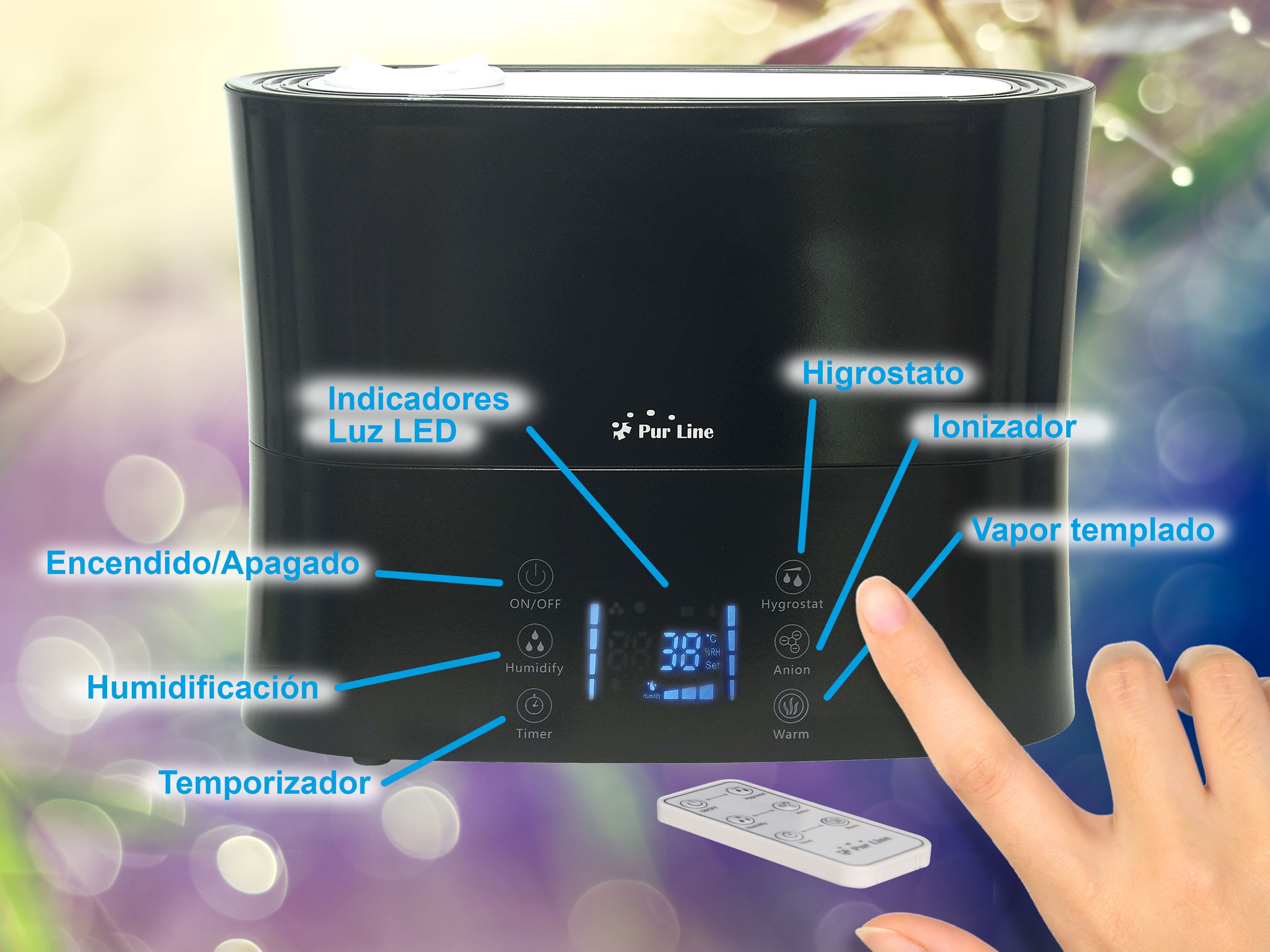 Humidificateur à ultrasons 8W à vapeur chaude ou tiède pour des surfaces de 35m2