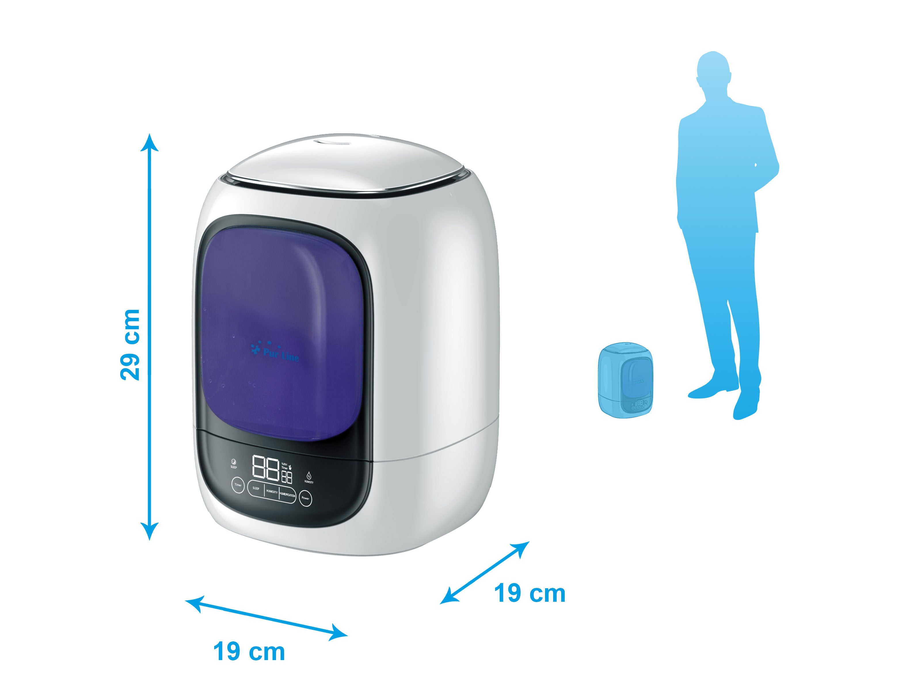Humidificateur à ultrasons 28W à vapeur chaude ou tiède pour des surfaces de 30m2.
