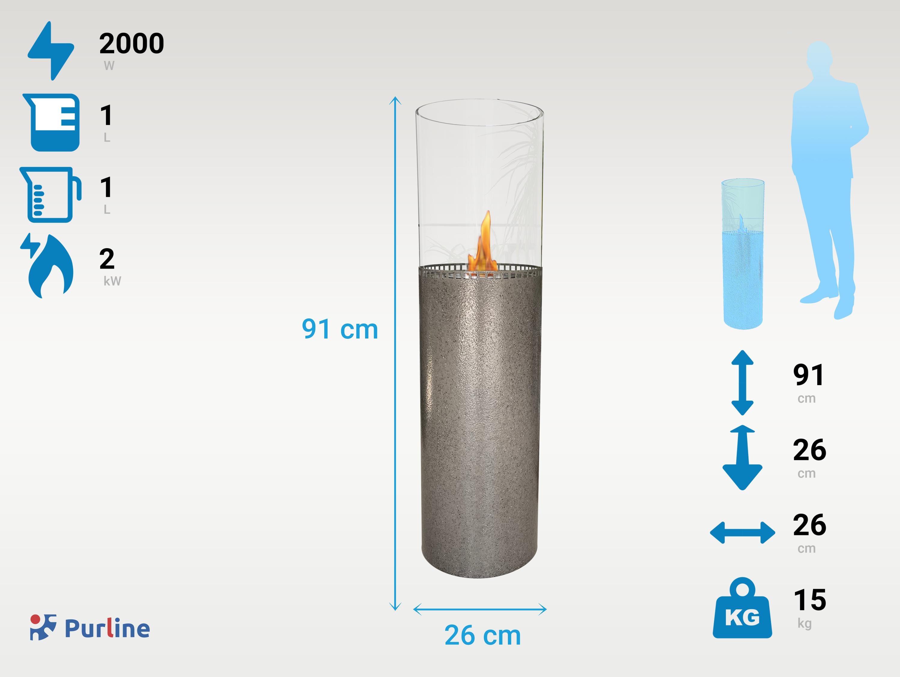 Cheminée à l'éthanol au sol avec impression granuleuse