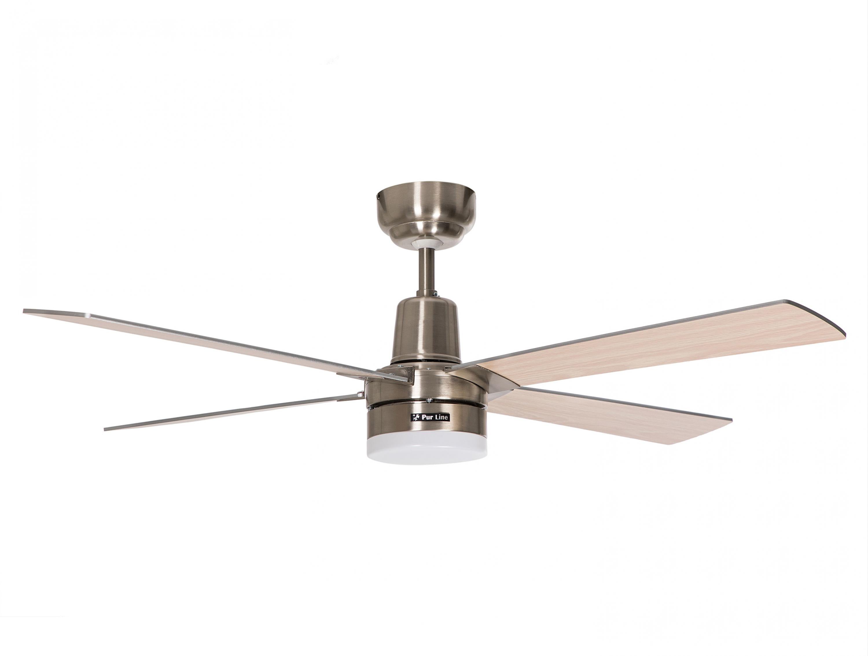 Ventilateur de plafond DC argent avec pales de 122cm et lumière pour 25m2