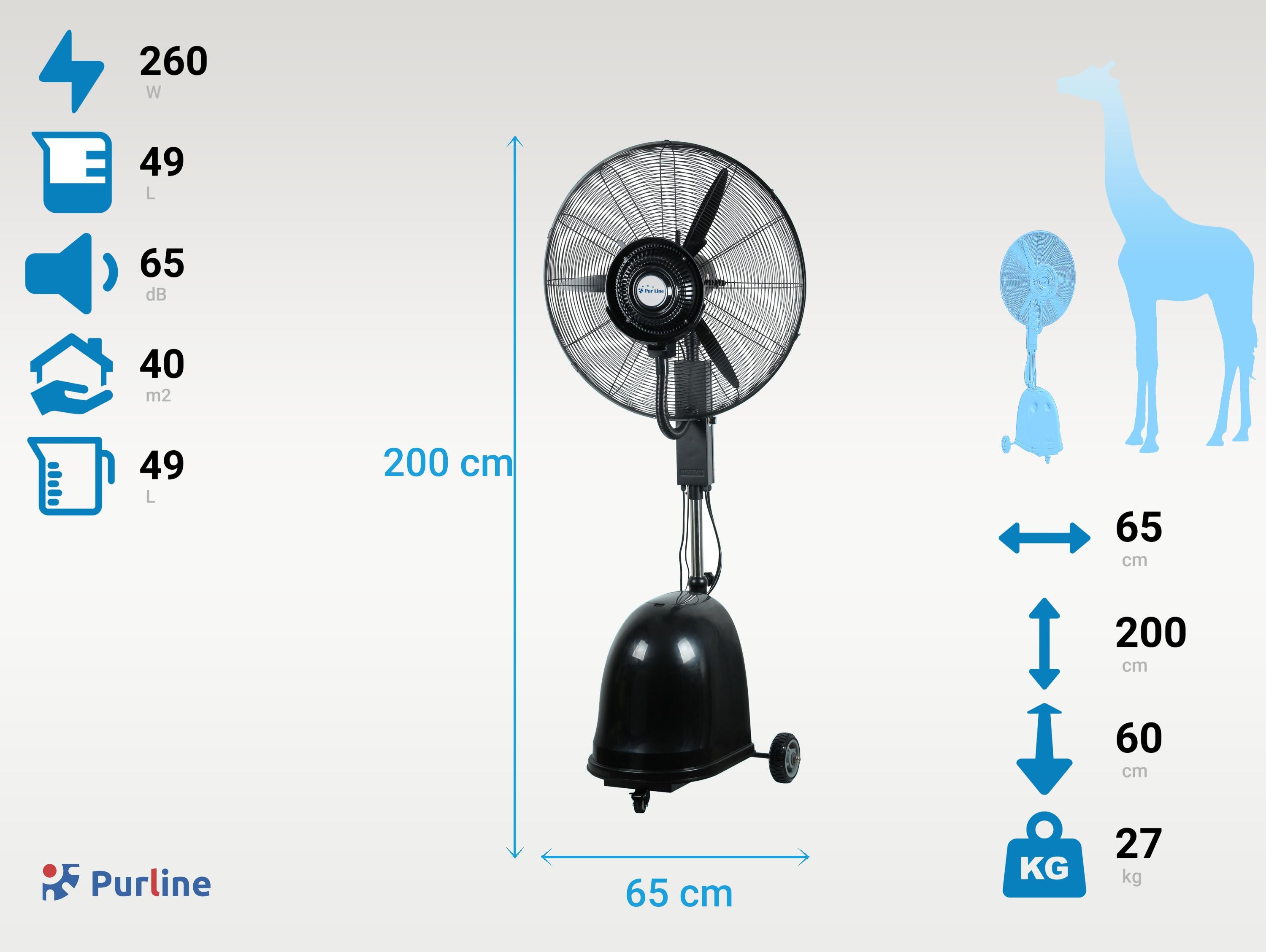Ventilateur brumisateur à haut débit et réservoir de 49 L