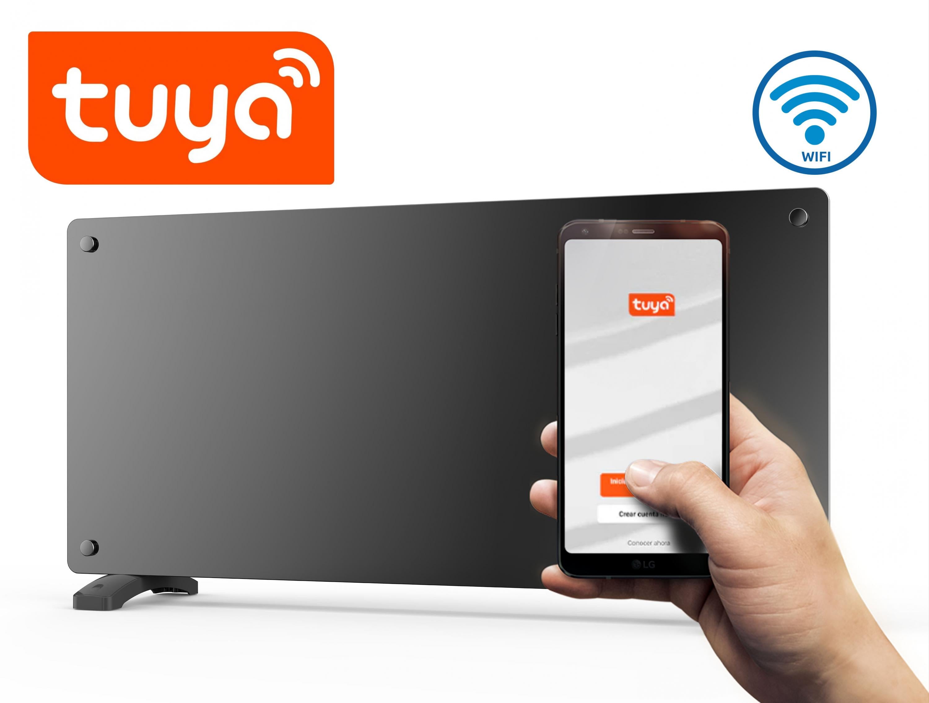 Radiateur à panneau de verre 1000W avec contrôle WiFi via l'application
