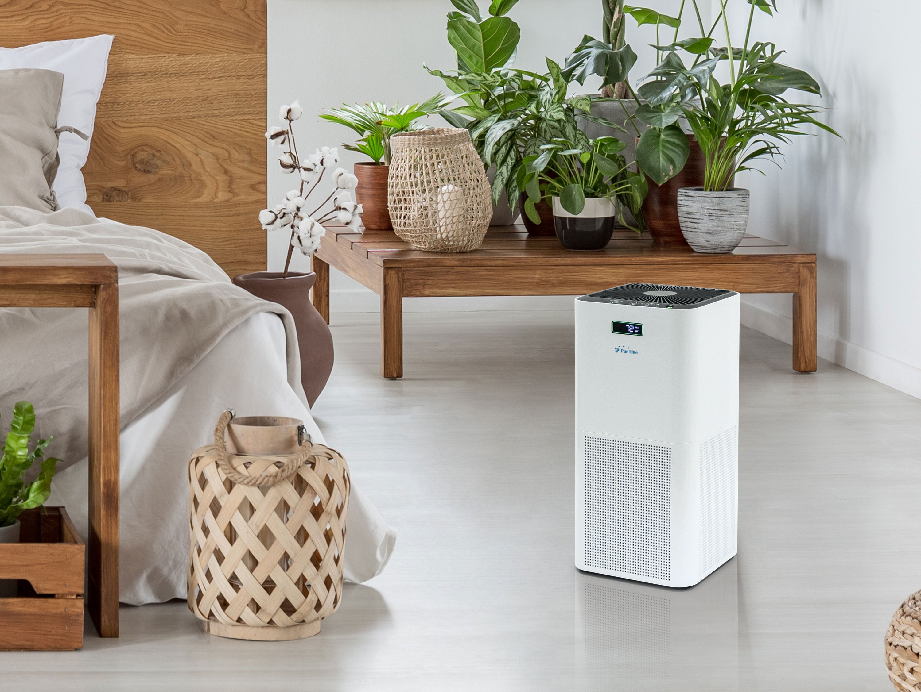 Purificateur d'air avec filtre HEPA, PM2, ioniseur, écran tactile LED, 3 vitesses et mode AUTO pour 60m2
