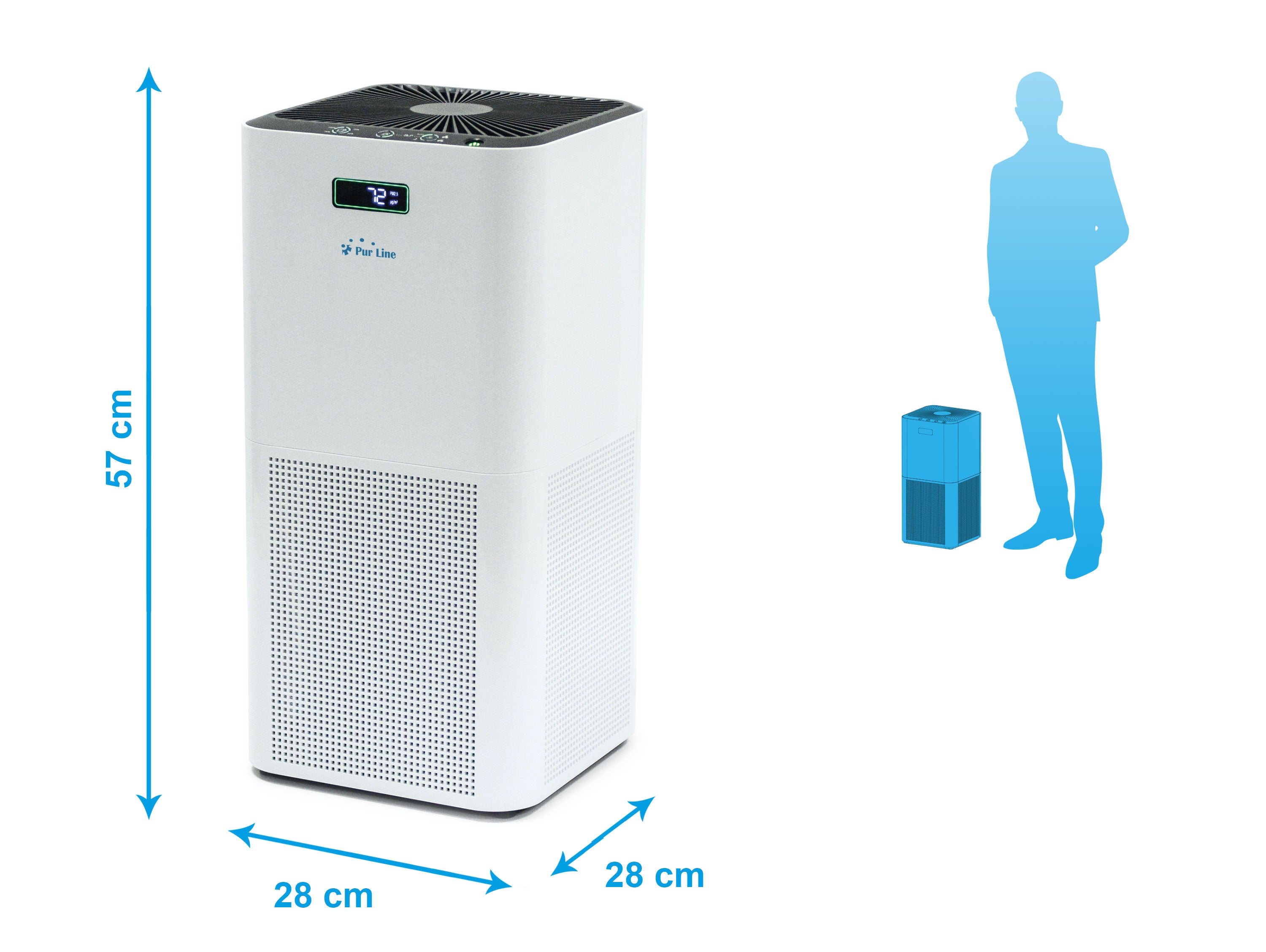 Purificateur d'air avec filtre HEPA, PM2, ioniseur, écran tactile LED, 3 vitesses et mode AUTO pour 60m2
