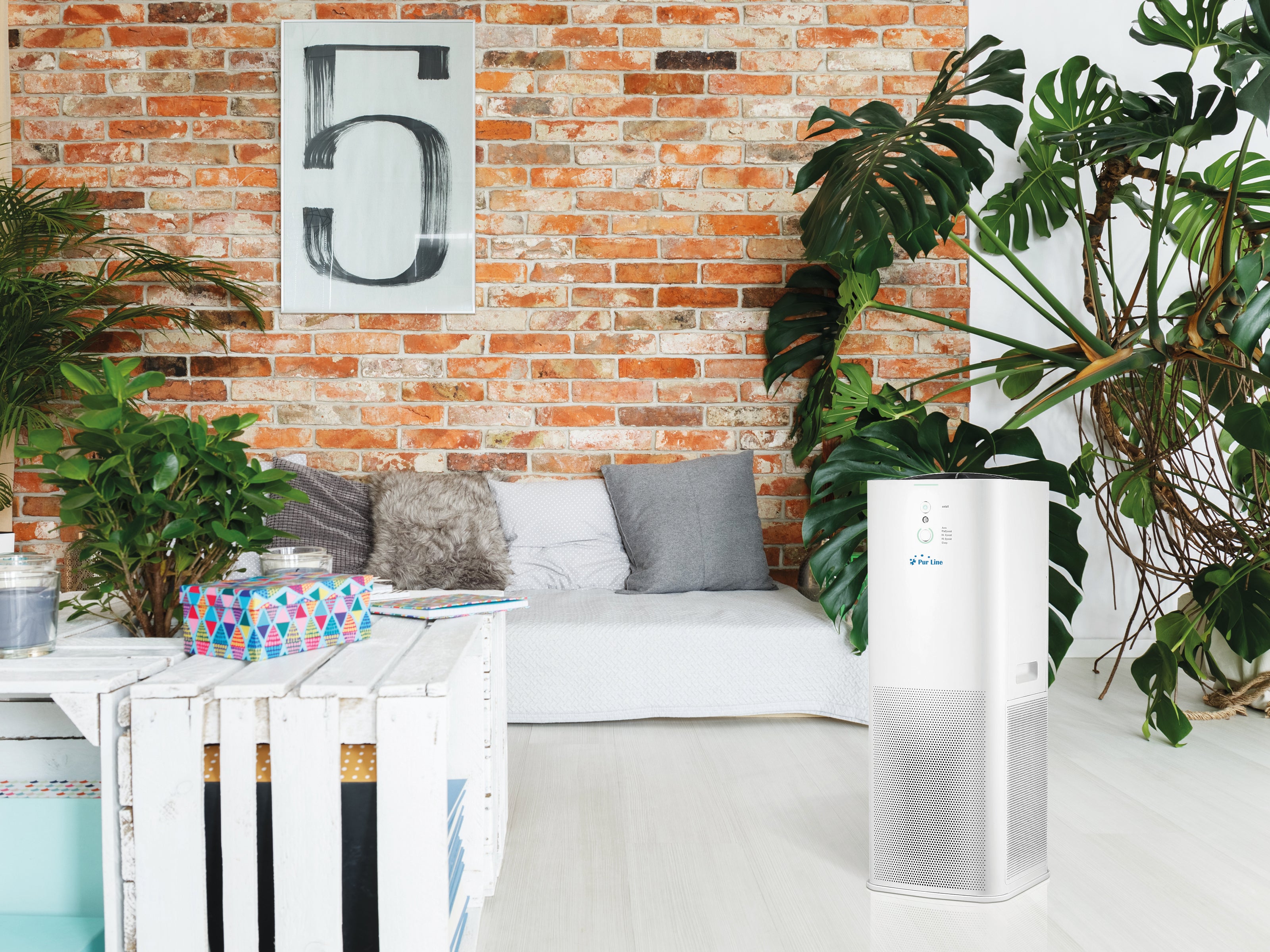 Purificateur d'air avec 2 filtres HEPA, PM2, ioniseur, écran tactile LED, 3 vitesses et mode AUTO pour 90m2.