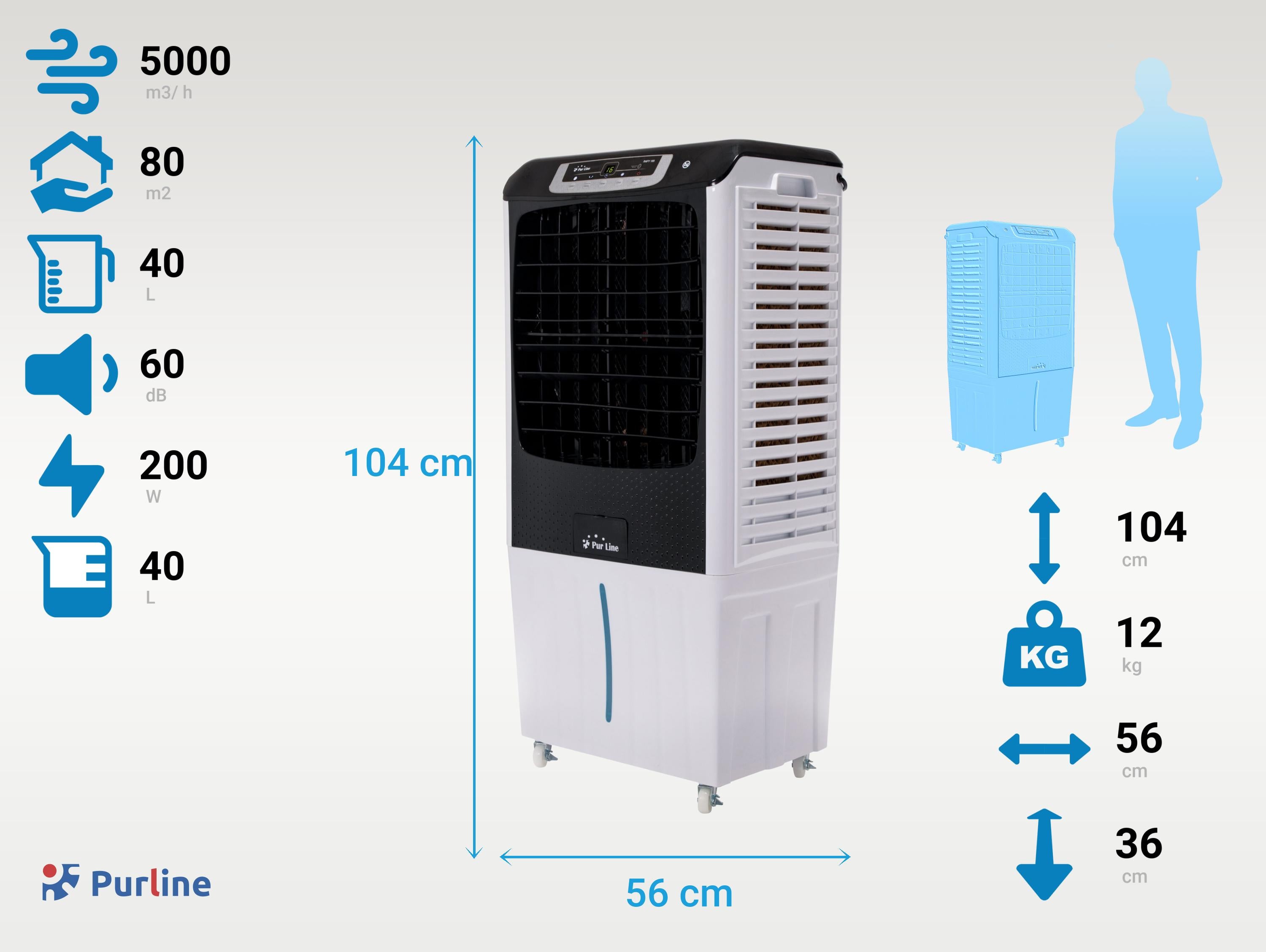 Rafraichisseur d'air par évaporation électronique à débit élevé
