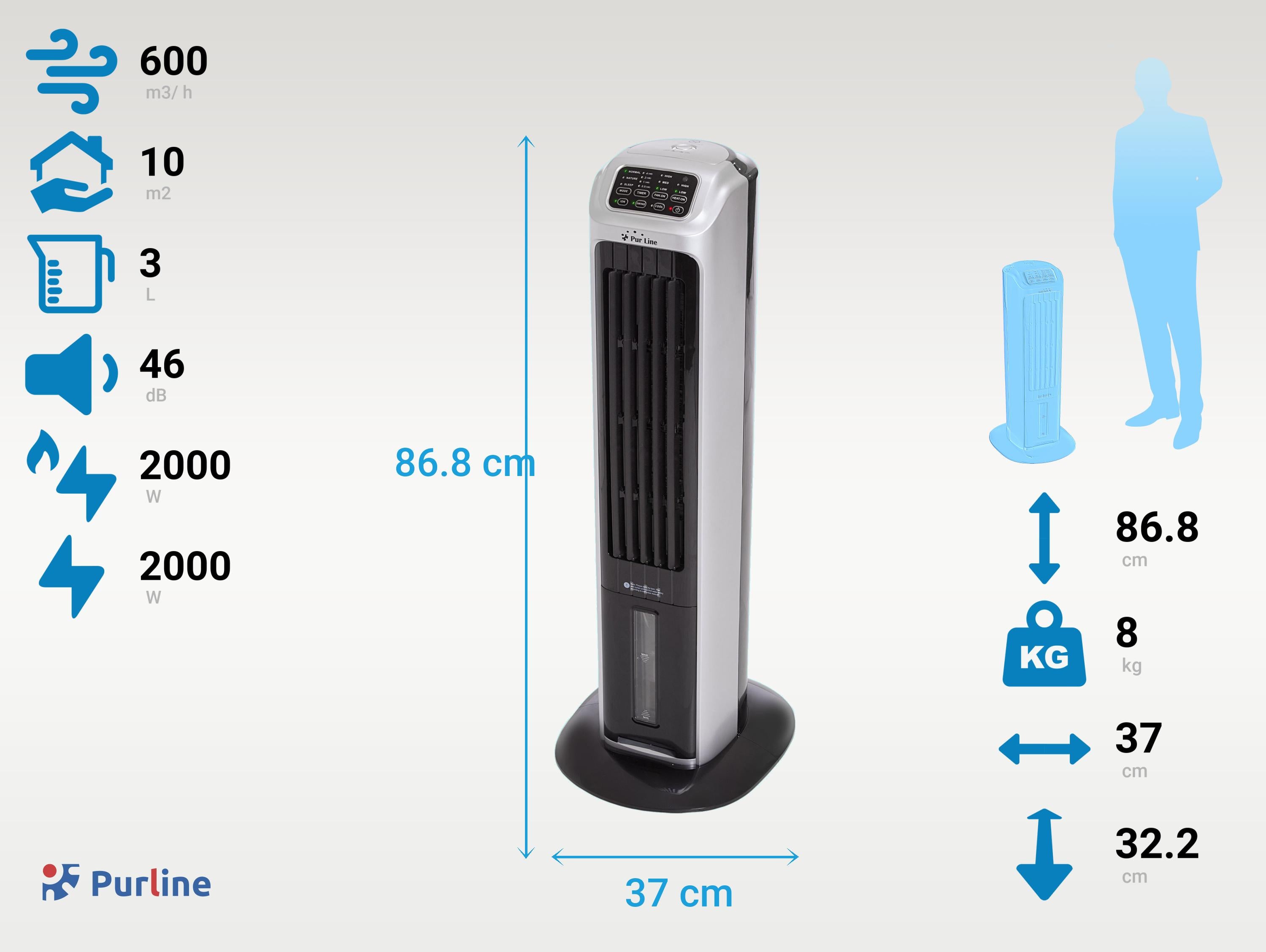 Rafraichisseur d'air par évaporation à débit élevé et chauffage