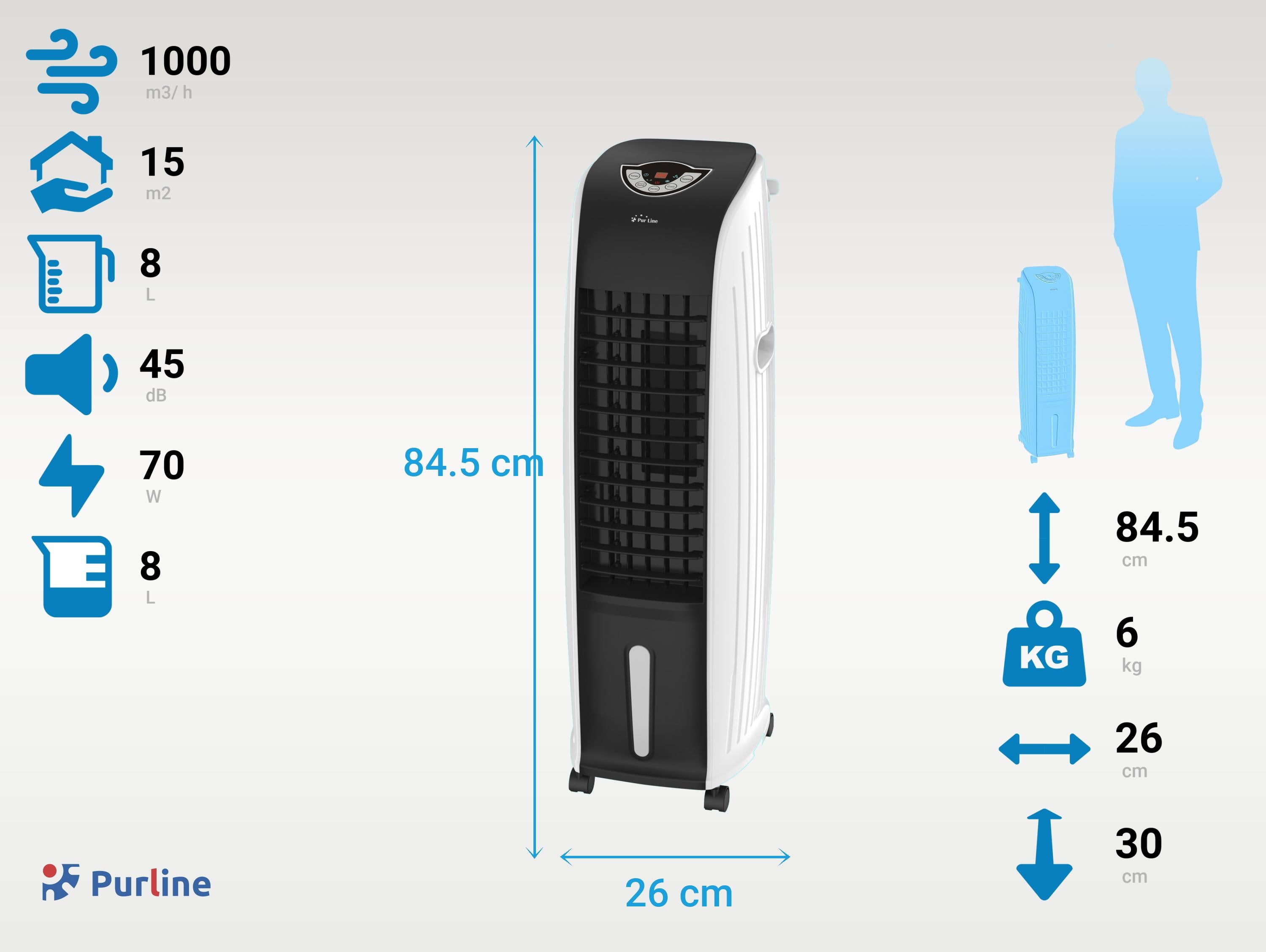 Rafraichisseur d'air par évaporation à débit élevé et minuterie