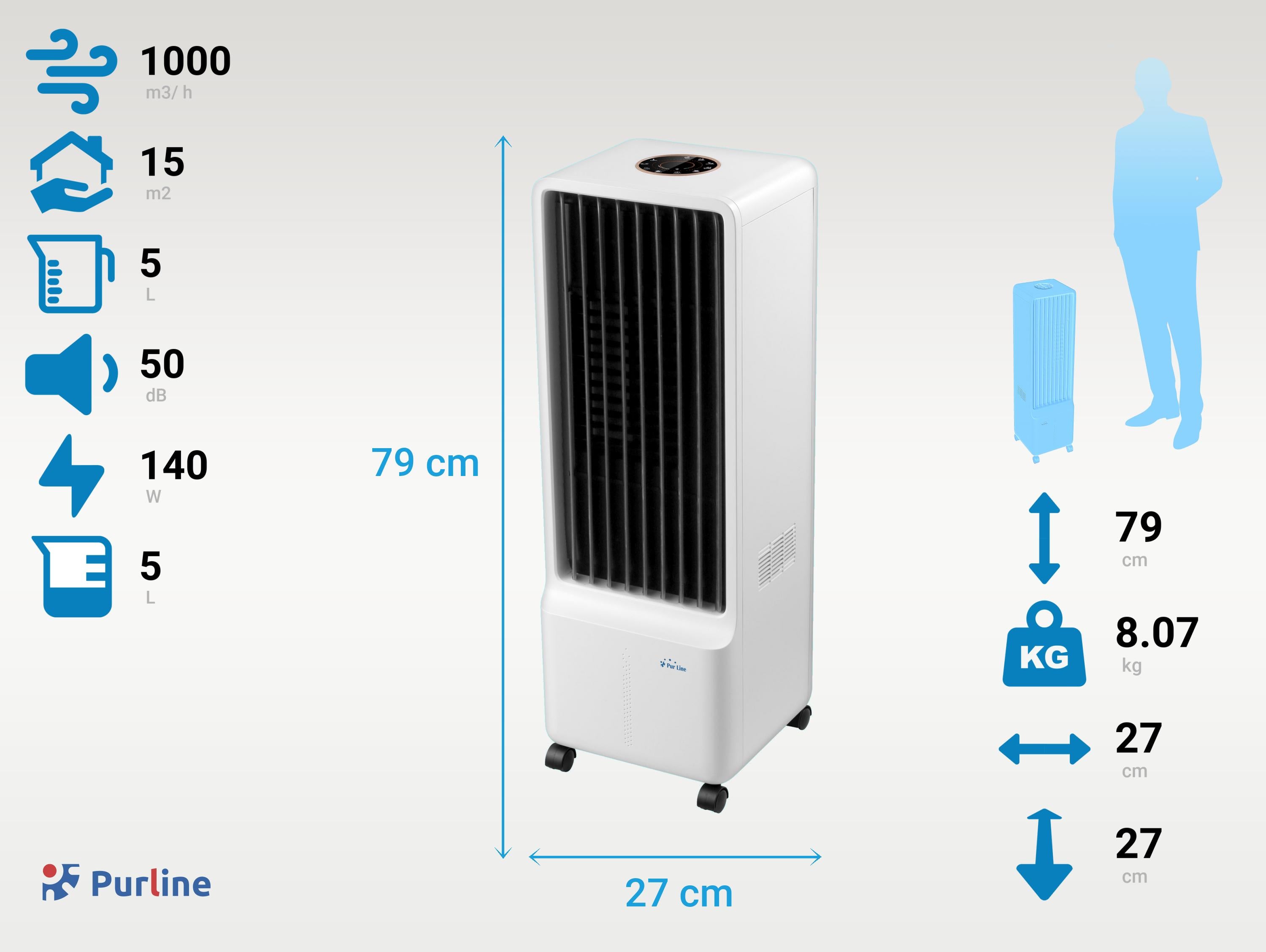 Rafraichisseur d'air par évaporation à débit élevé avec purificateur