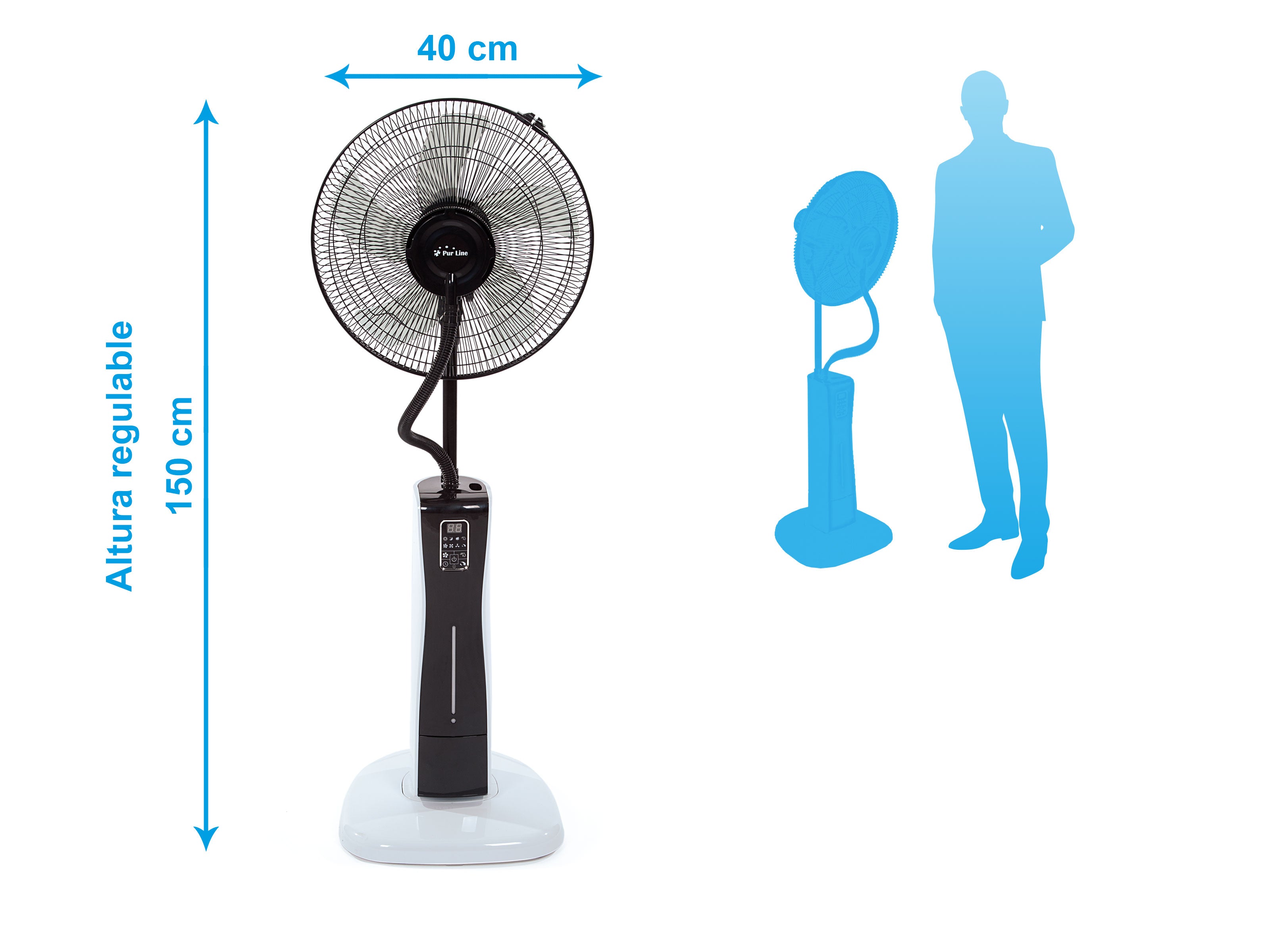 Ventilateur brumisateur à 3 vitesses avec télécommande