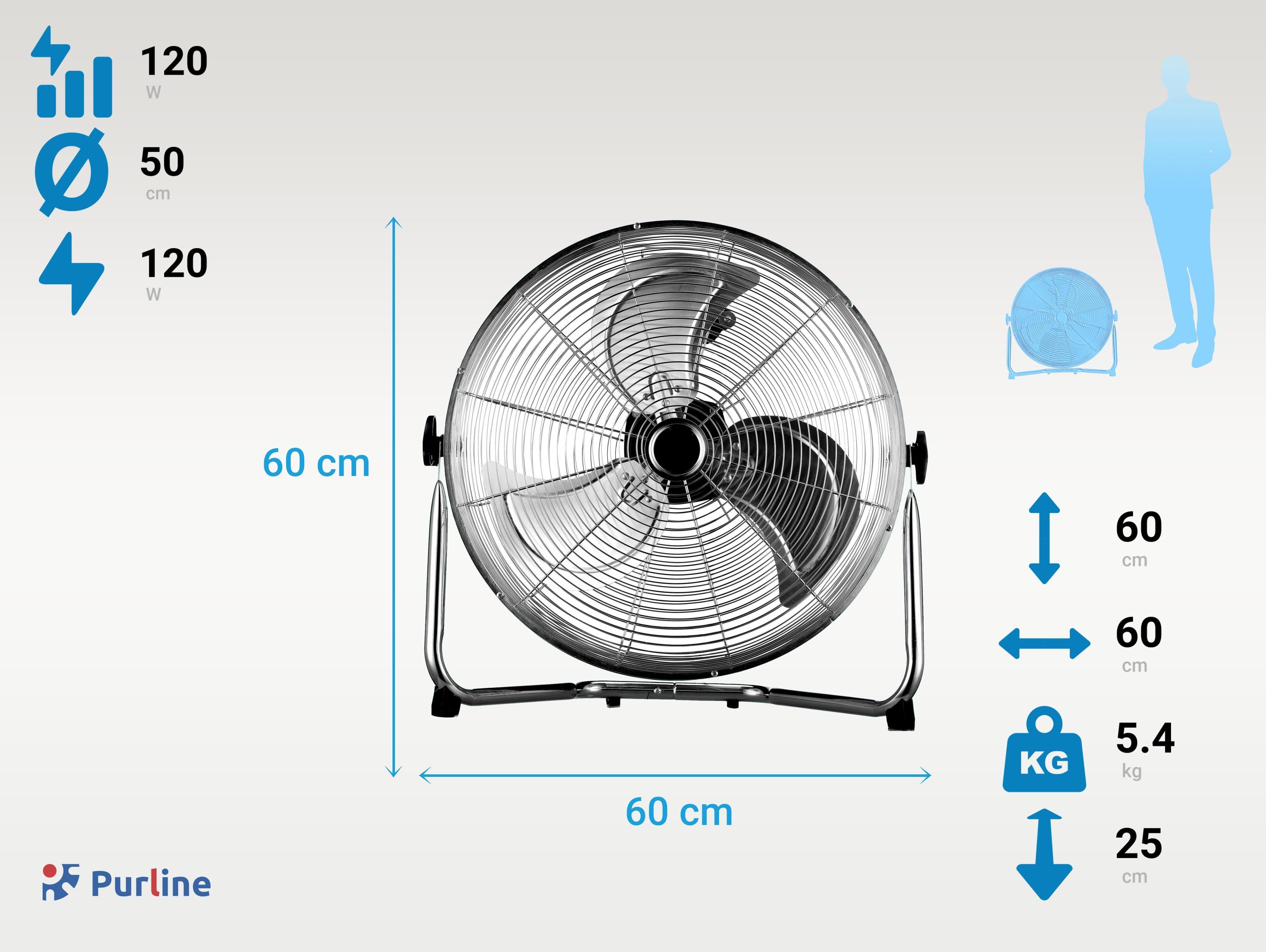 Ventilateur industriel 120W avec 3 pales et 3 vitesses
