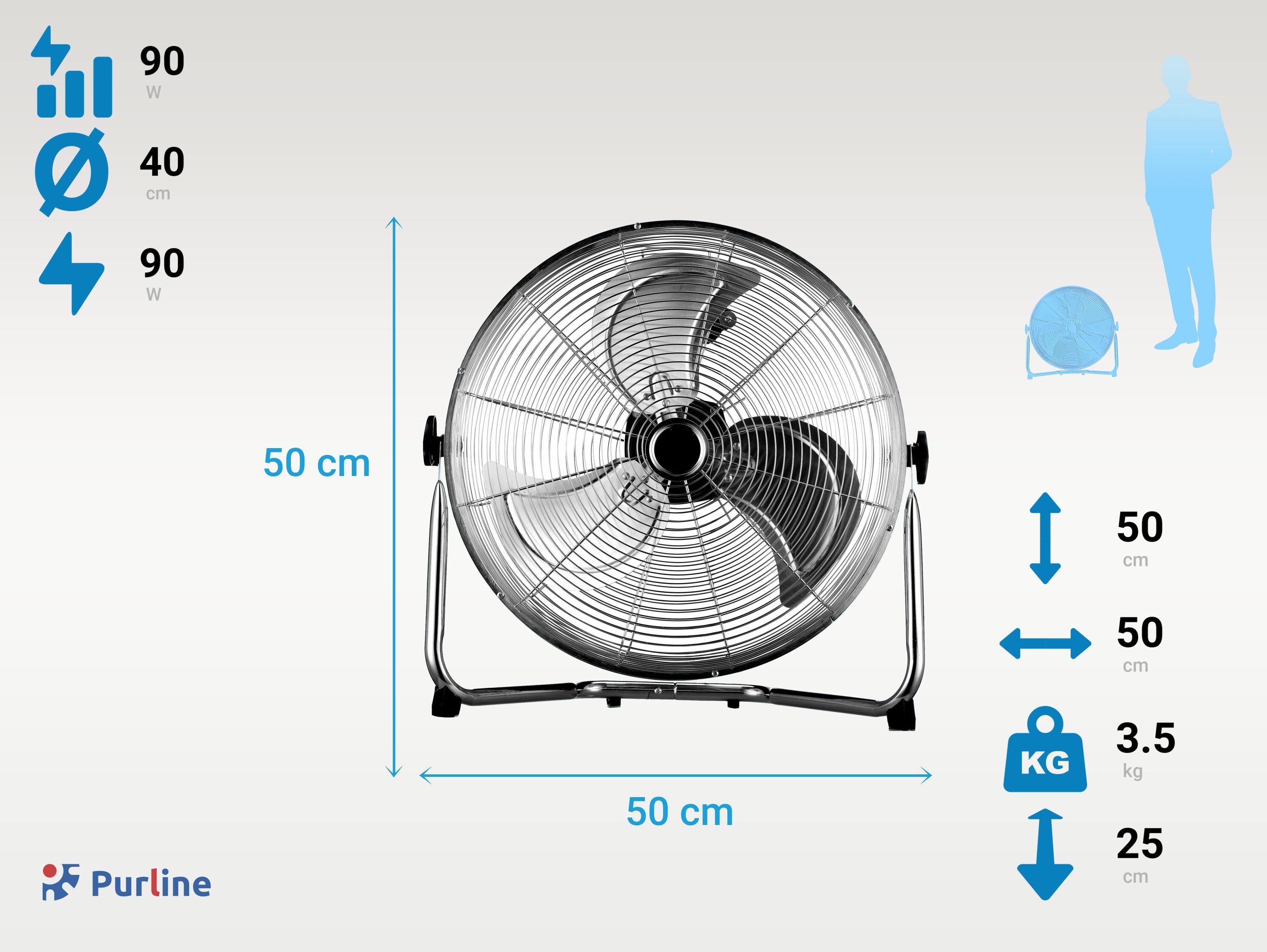 Ventilateur industriel 90W avec 3 pales et 3 vitesses