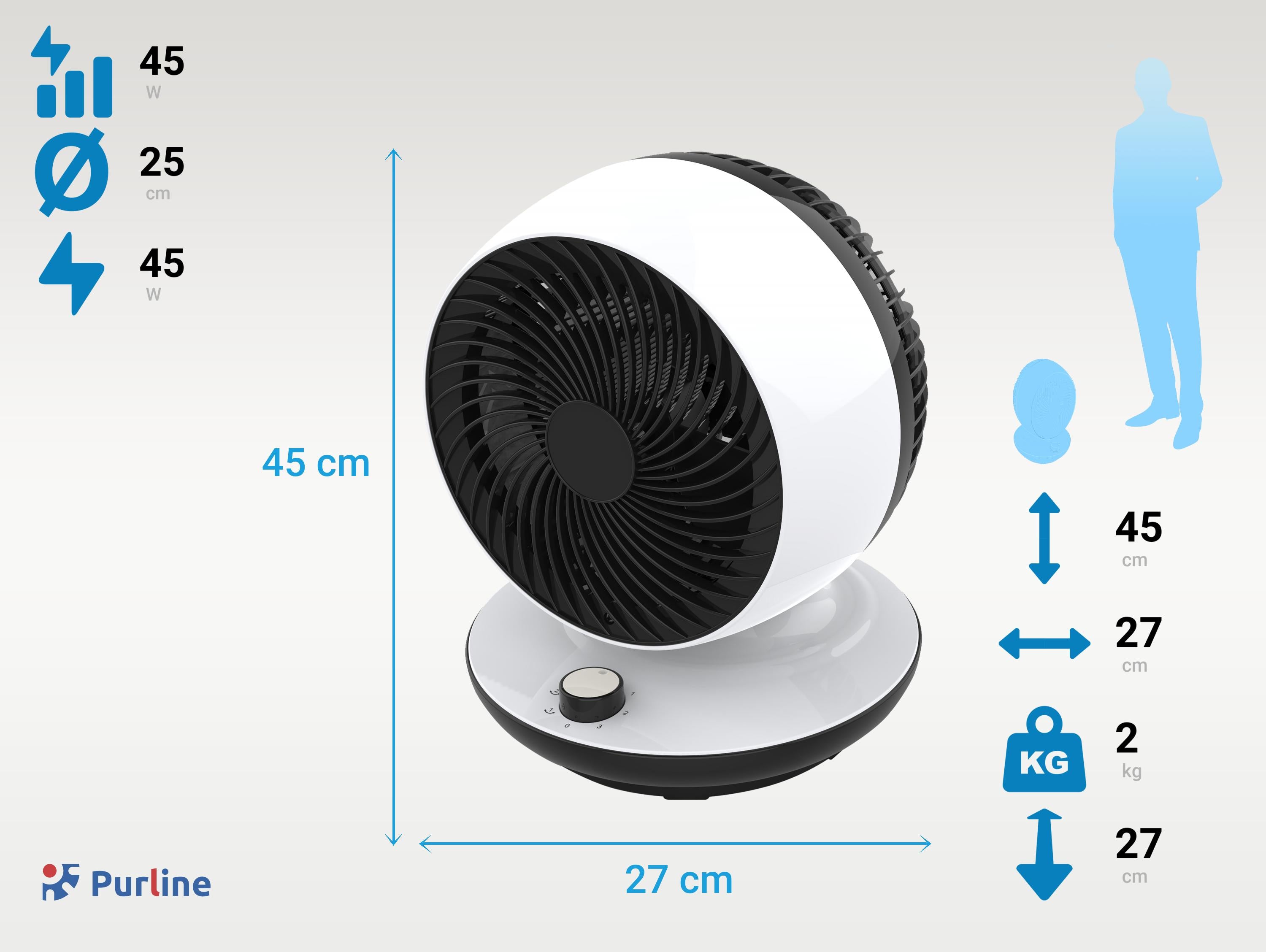 Ventilateur de table à oscillation verticale
