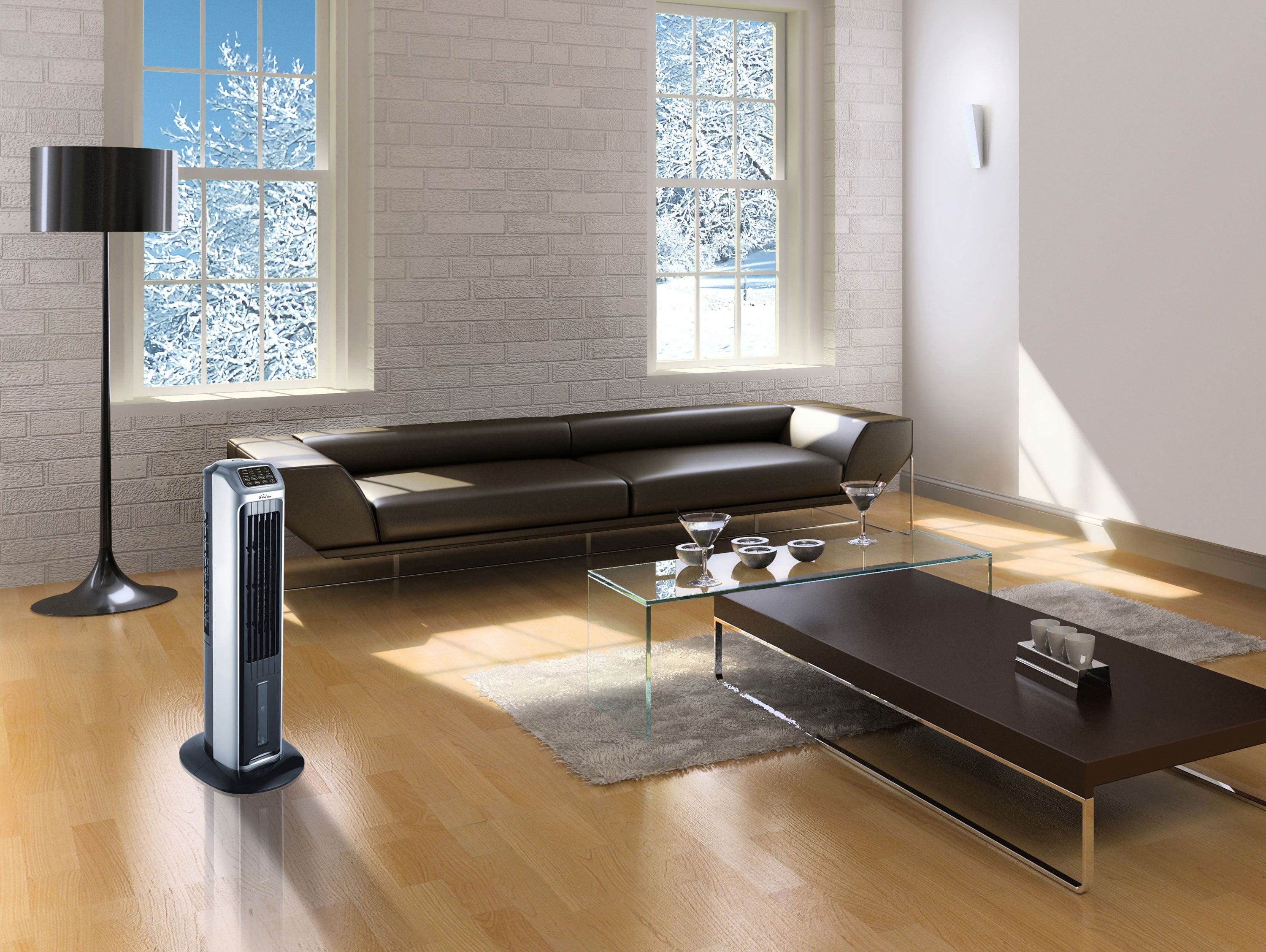 Rafraichisseur d'air par évaporation à débit élevé et chauffage