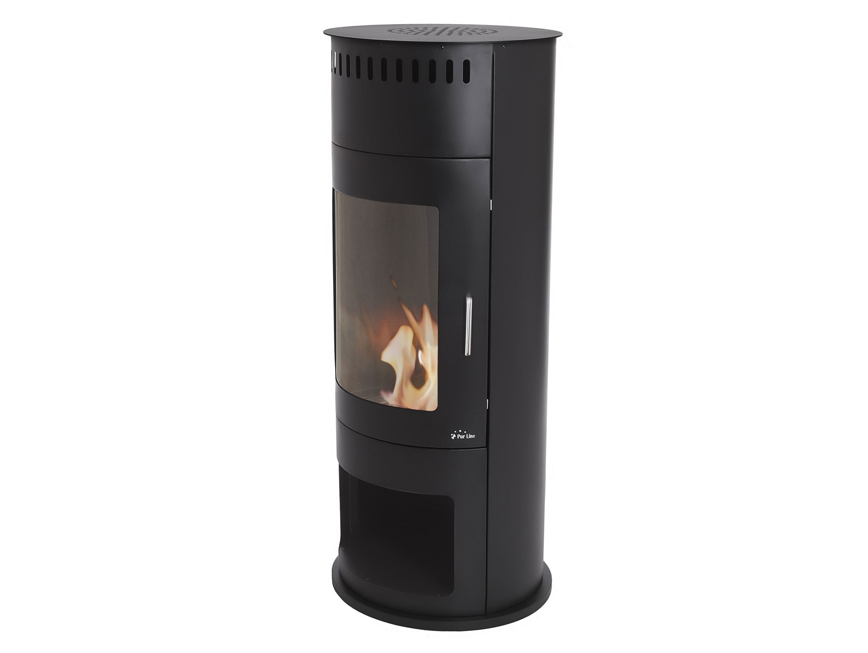 Poêle à éthanol 3kW en acier noir avec façade en verre trempé