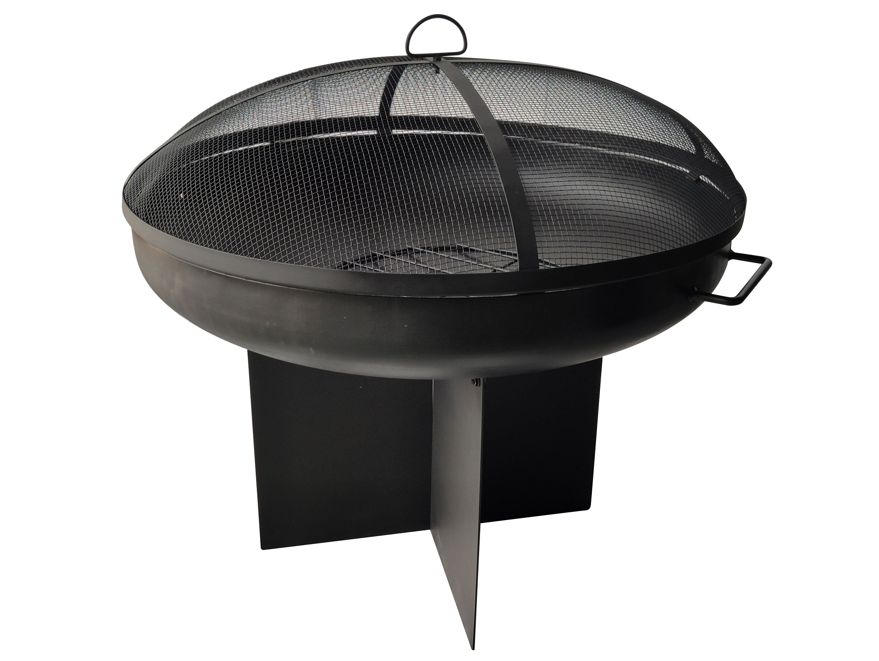 Brasero de jardin en acier noir avec couvercle