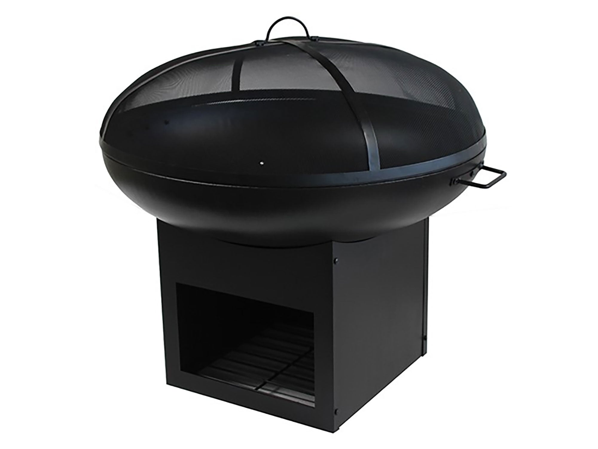 Brasero de jardin en acier avec couvercle et rangement