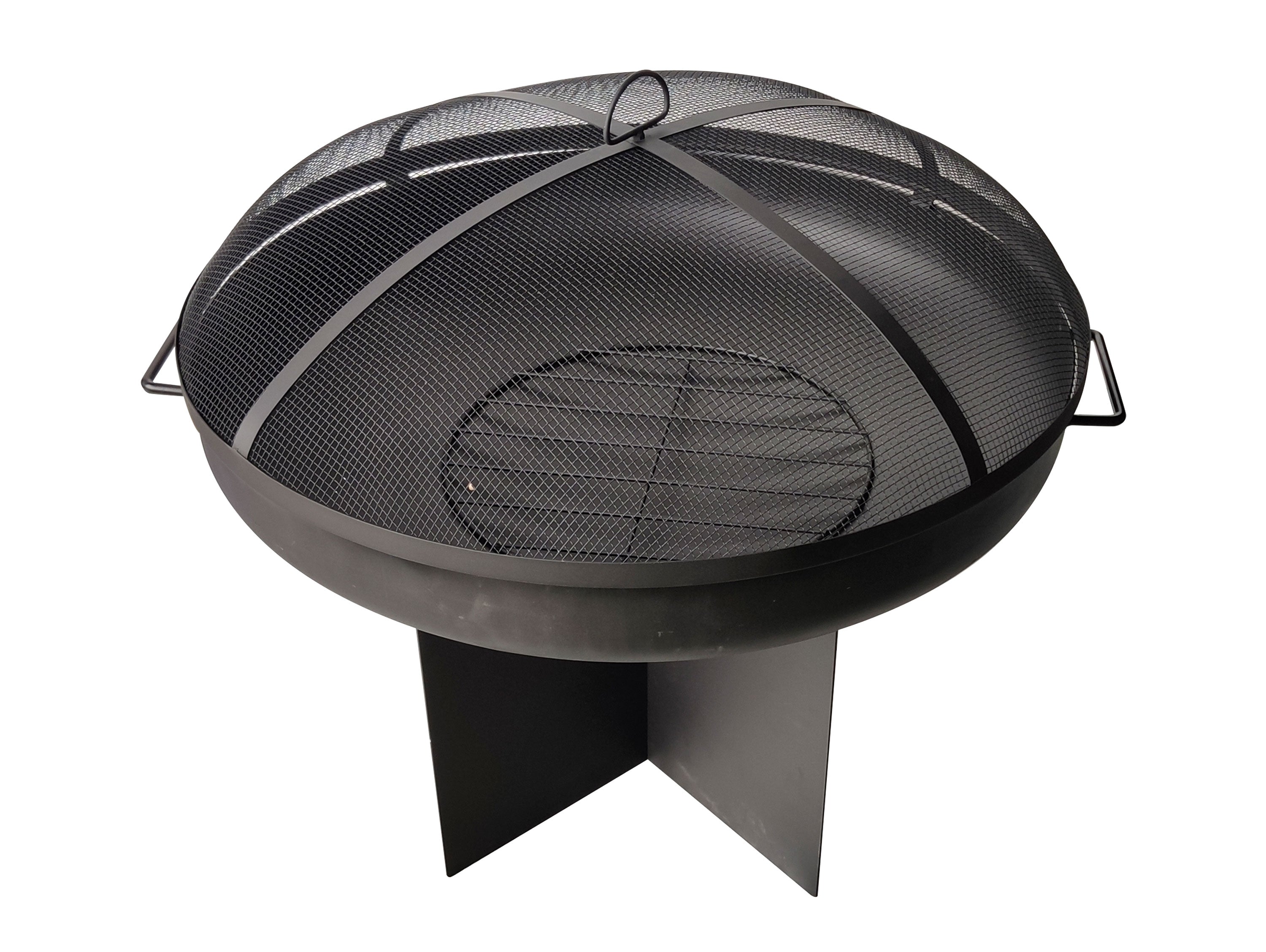 Brasero de jardin en acier noir avec couvercle