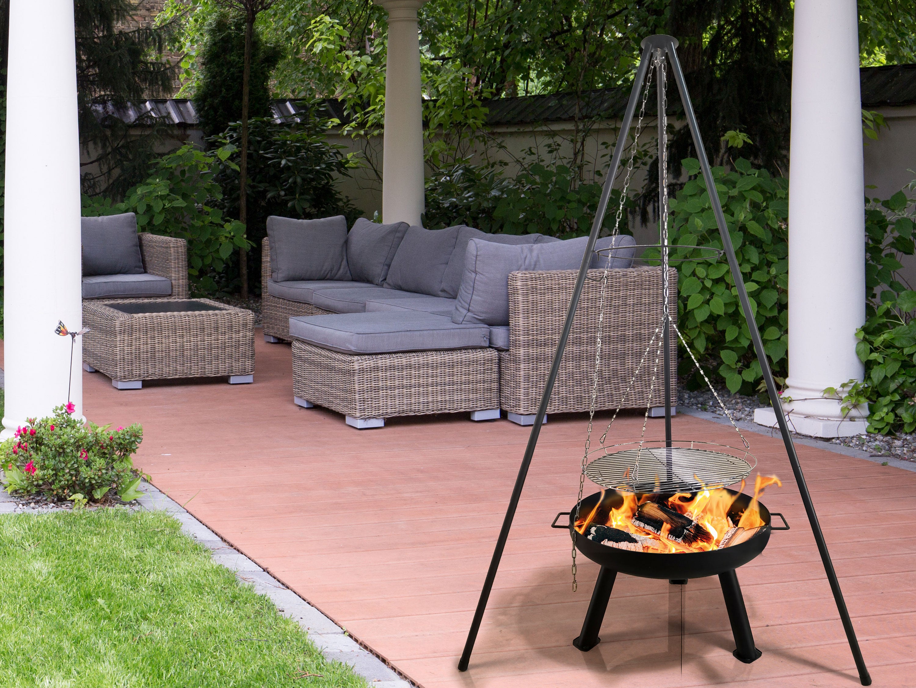 Brasero de jardin design allongé réglable en hauteur