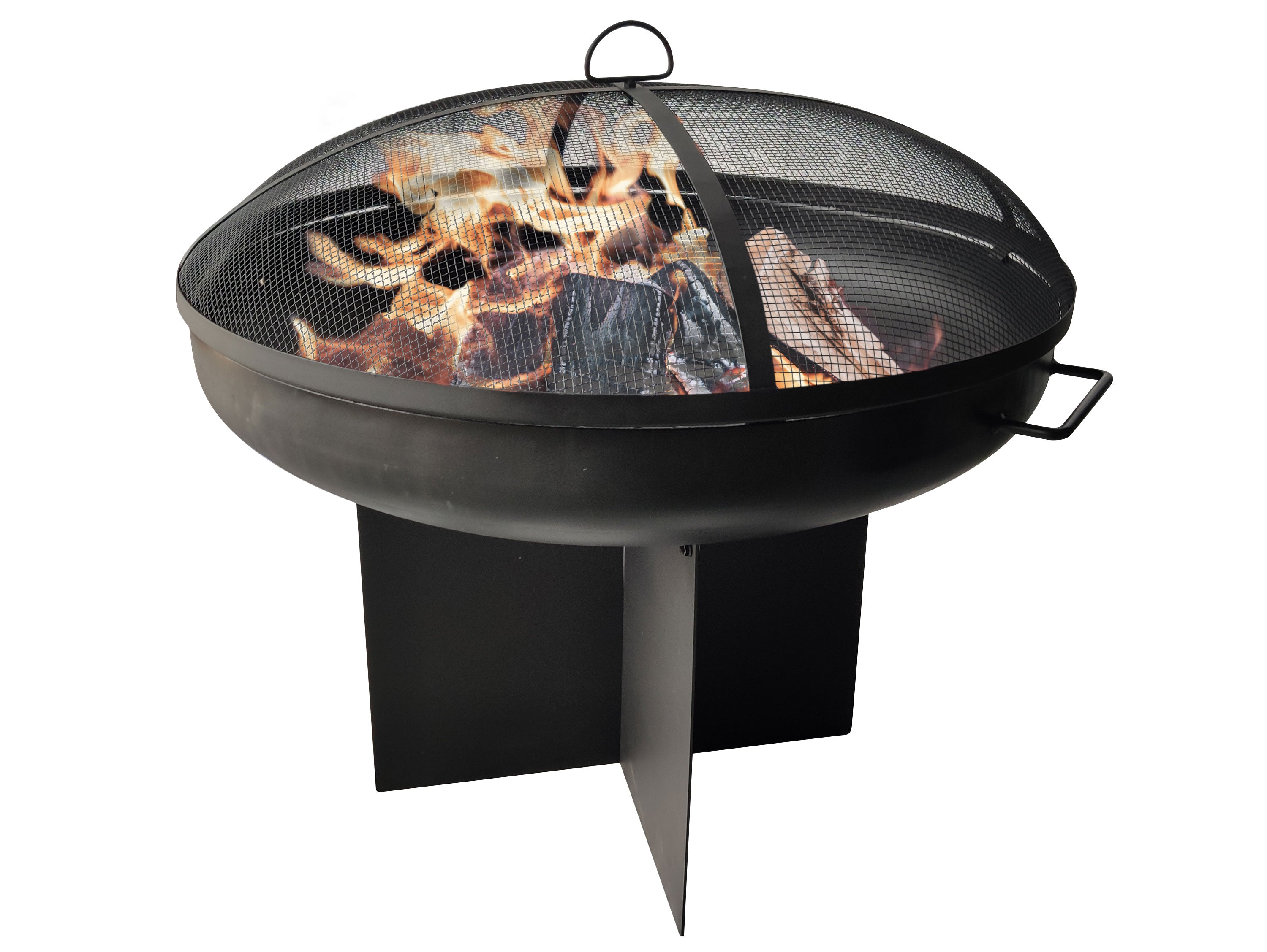 Brasero de jardin en acier noir avec couvercle