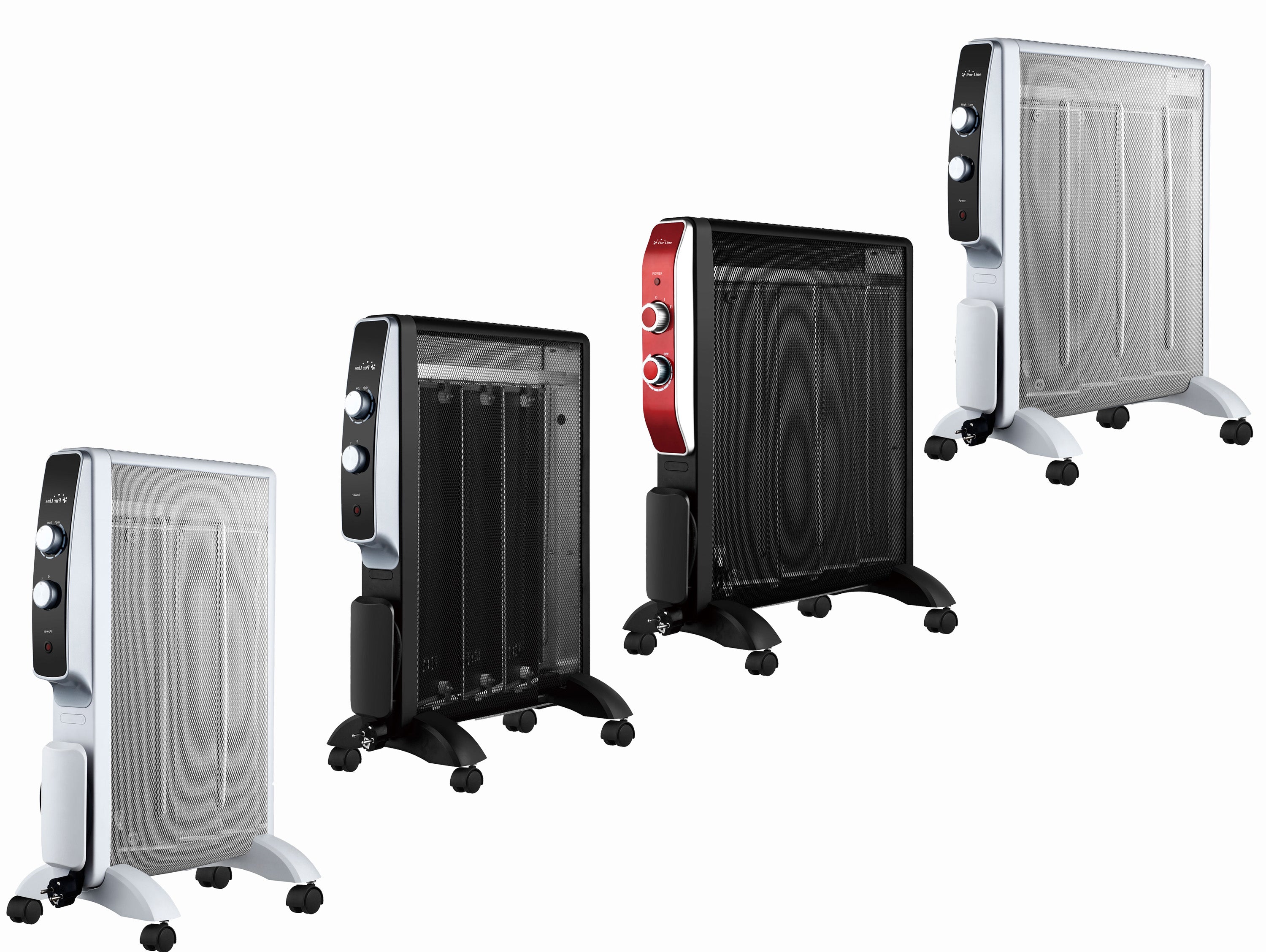 Radiateur électrique 2000 W design noir avec roues et thermostat