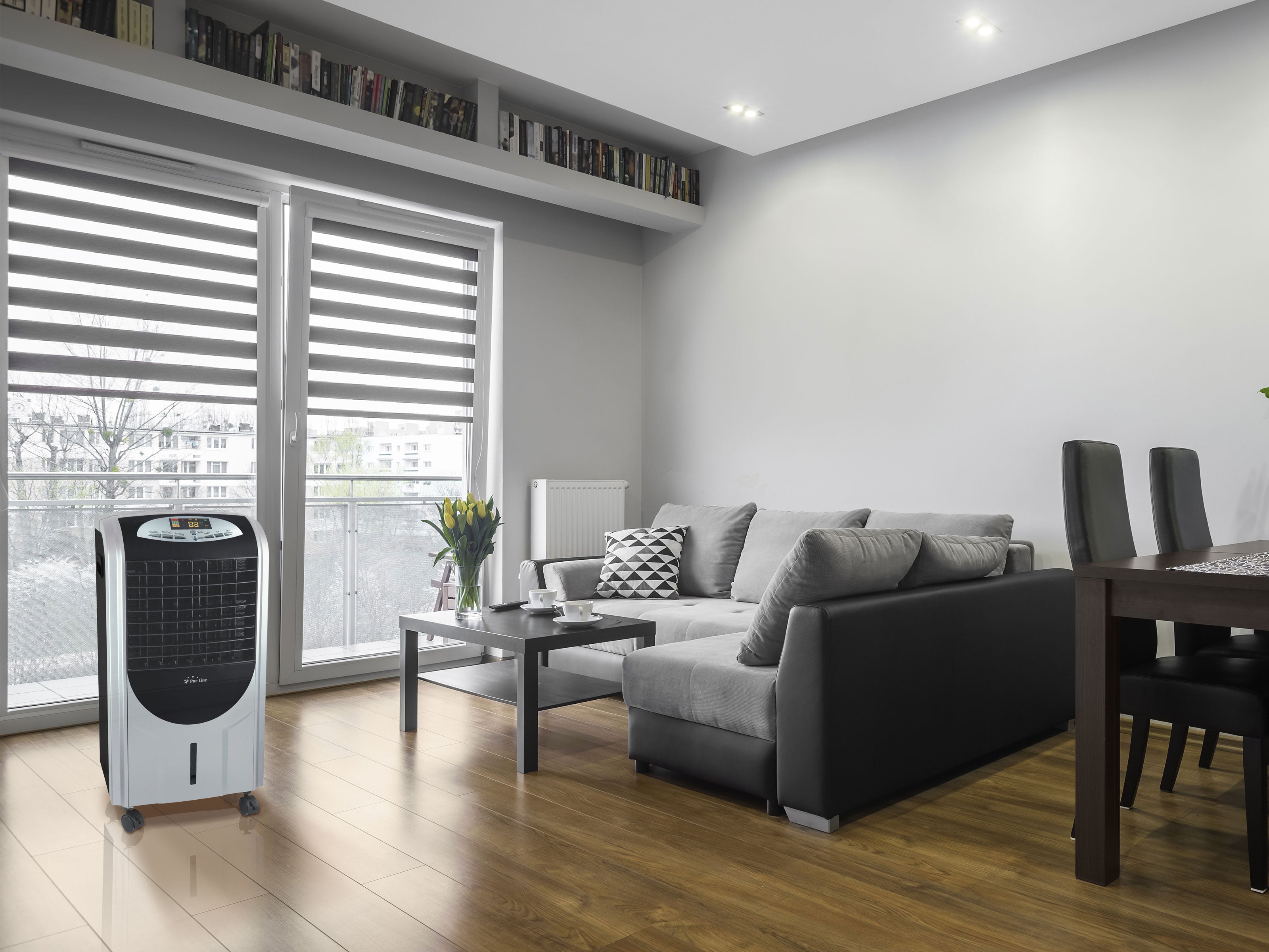 Rafraichisseur d'air par évaporation à débit élevé et chauffage