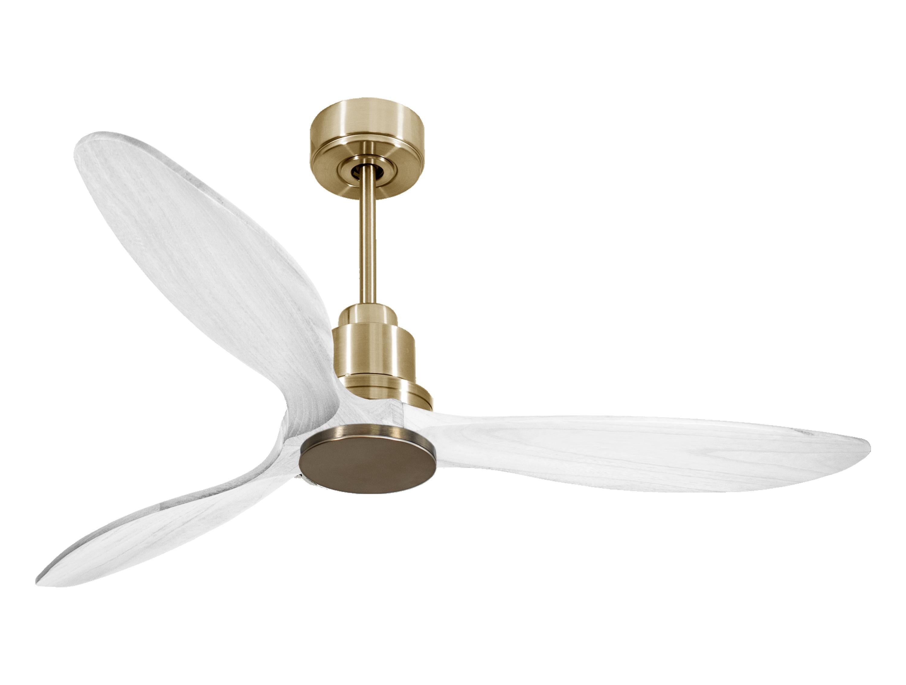 Ventilateur de plafond Réversible Thermostat Wifi Moteur à courant continu Toits en pente Télécommande Hypersilence Mémoire FullWood
