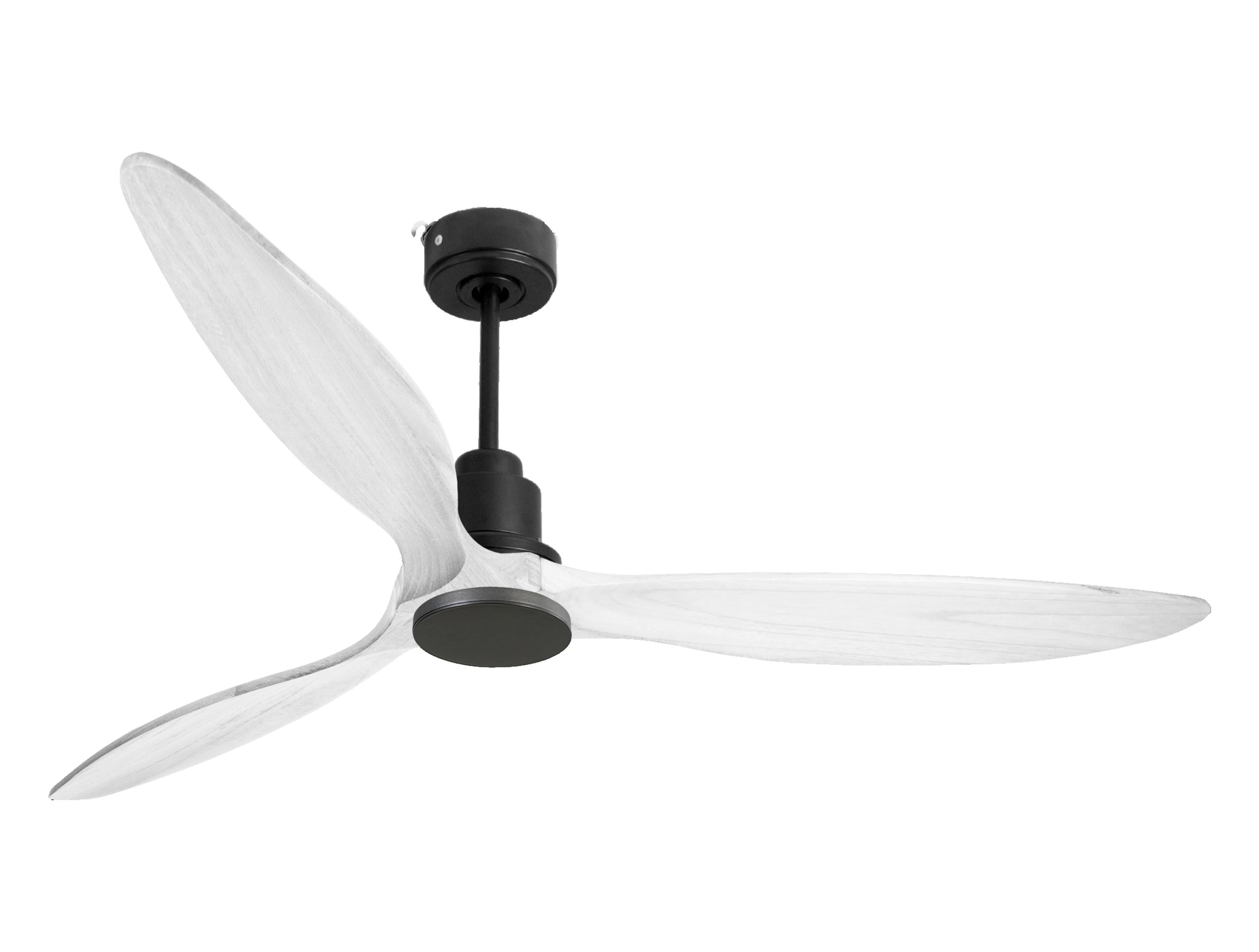 Ventilateur de plafond Réversible Thermostat Wifi Moteur à courant continu Toits en pente Télécommande Hypersilence Mémoire FullWood