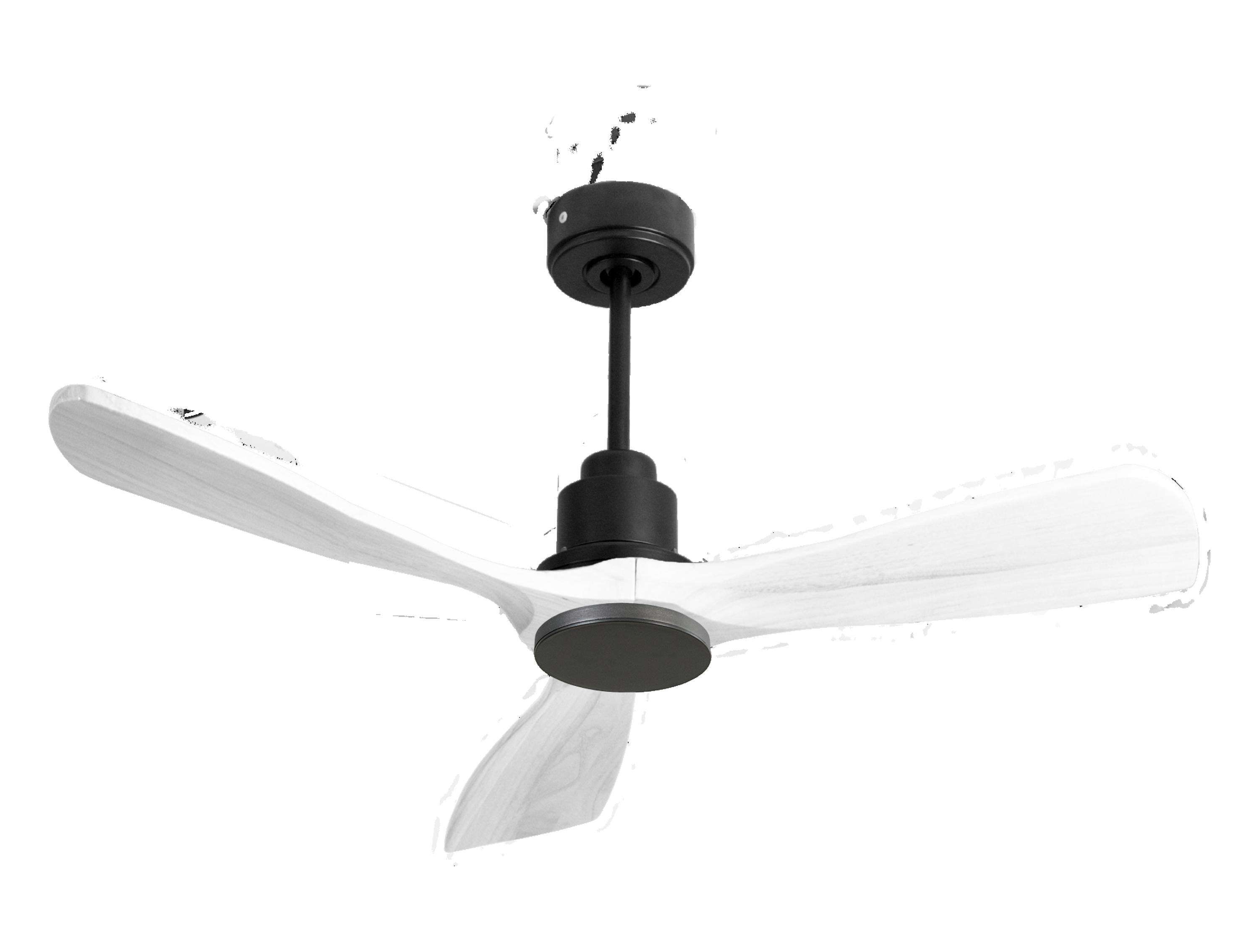 Ventilateur de plafond Réversible Thermostat Wifi Moteur à courant continu Toits en pente Télécommande Hypersilence Mémoire FullWood
