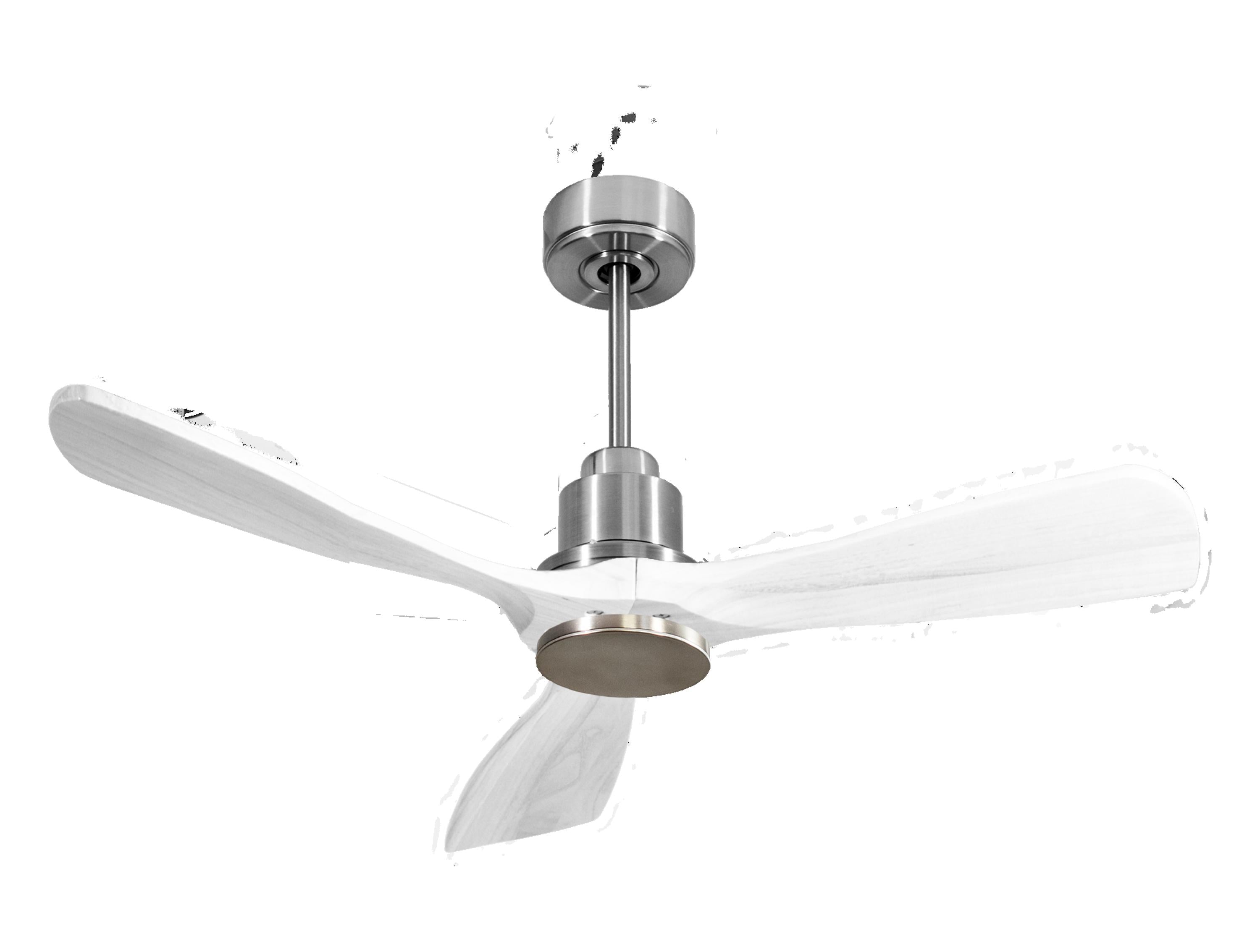 Ventilateur de plafond Réversible Thermostat Wifi Moteur à courant continu Toits en pente Télécommande Hypersilence Mémoire FullWood