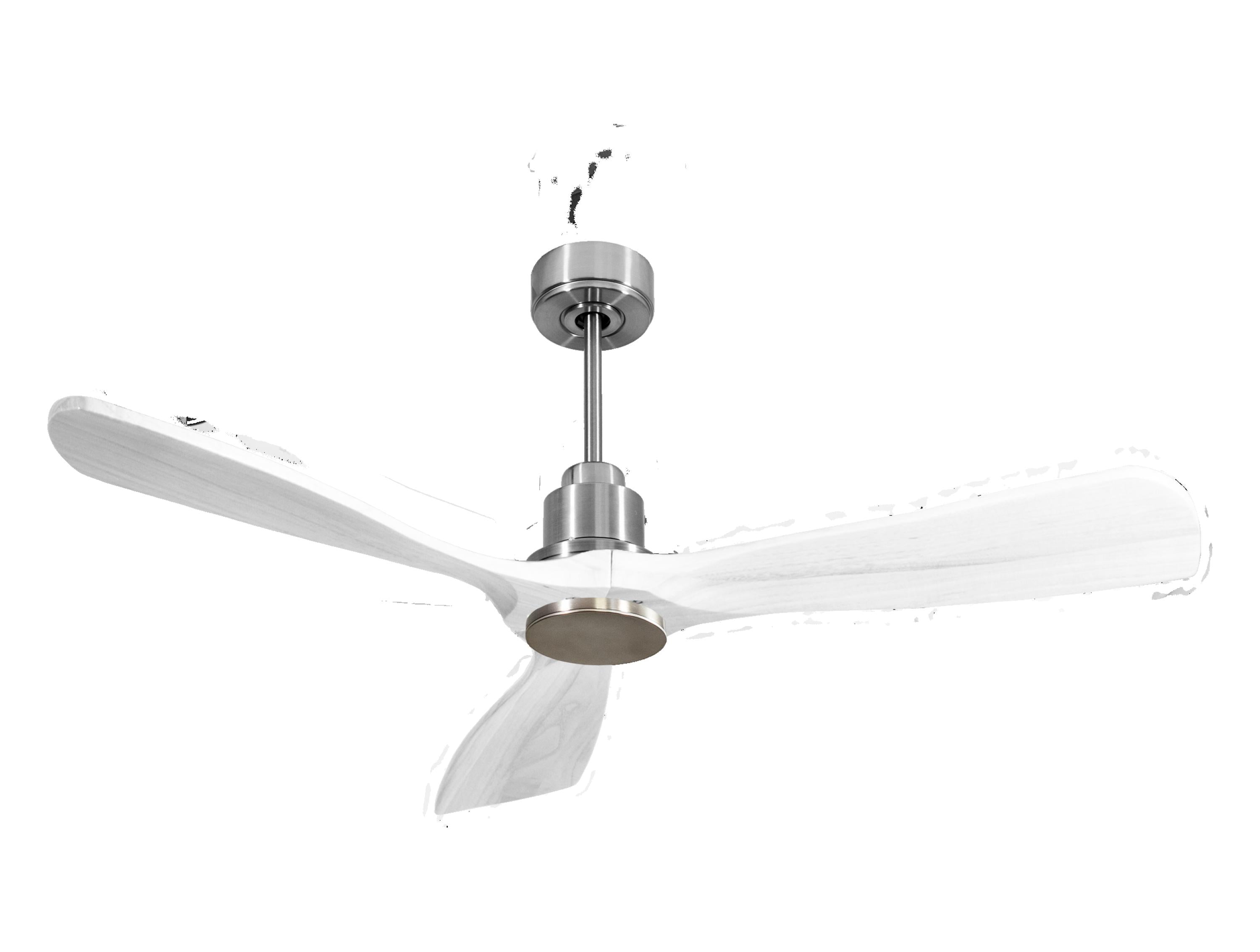 Ventilateur de plafond Réversible Thermostat Wifi Moteur à courant continu Toits en pente Télécommande Hypersilence Mémoire FullWood