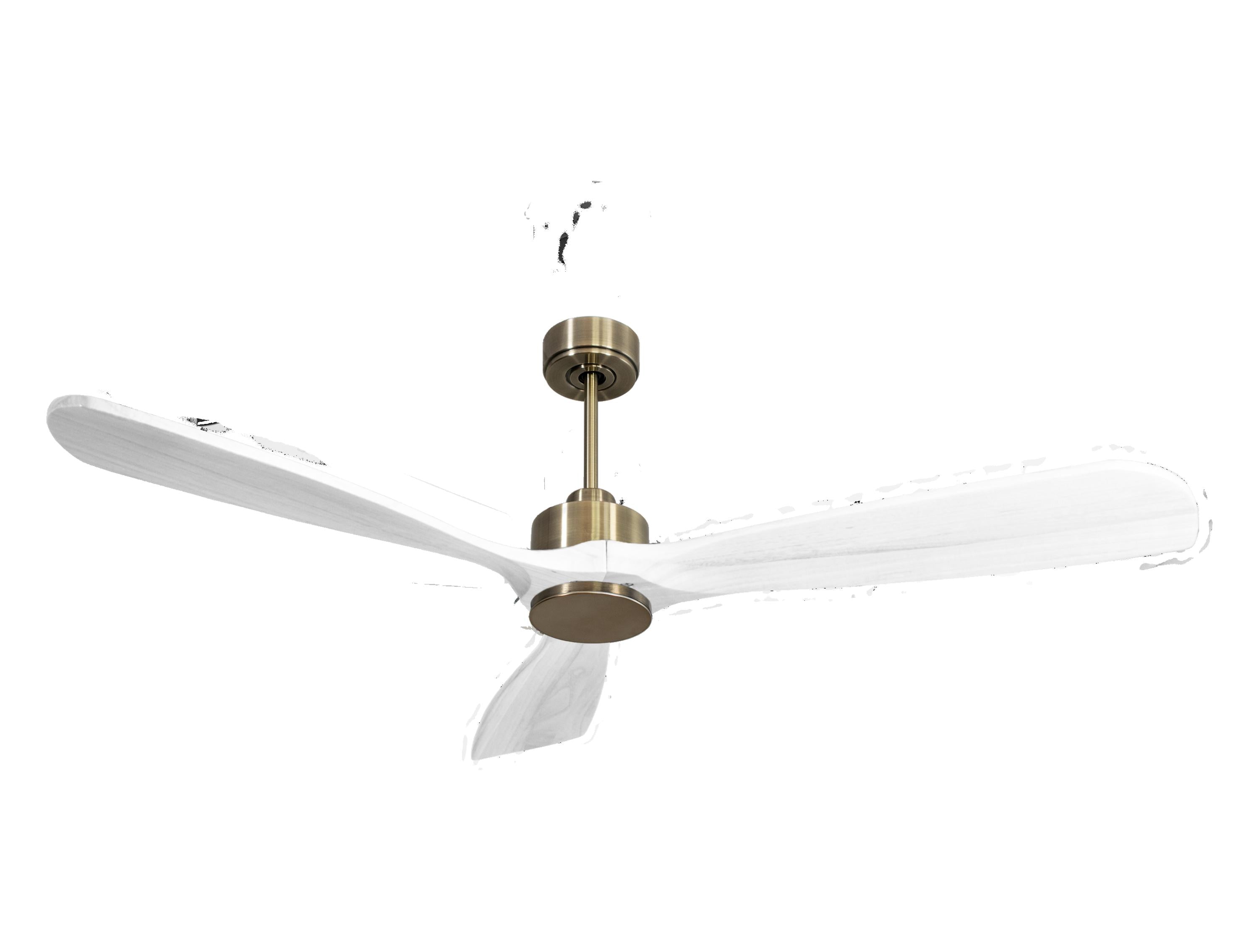 Ventilateur de plafond Réversible Thermostat Wifi Moteur à courant continu Toits en pente Télécommande Hypersilence Mémoire FullWood