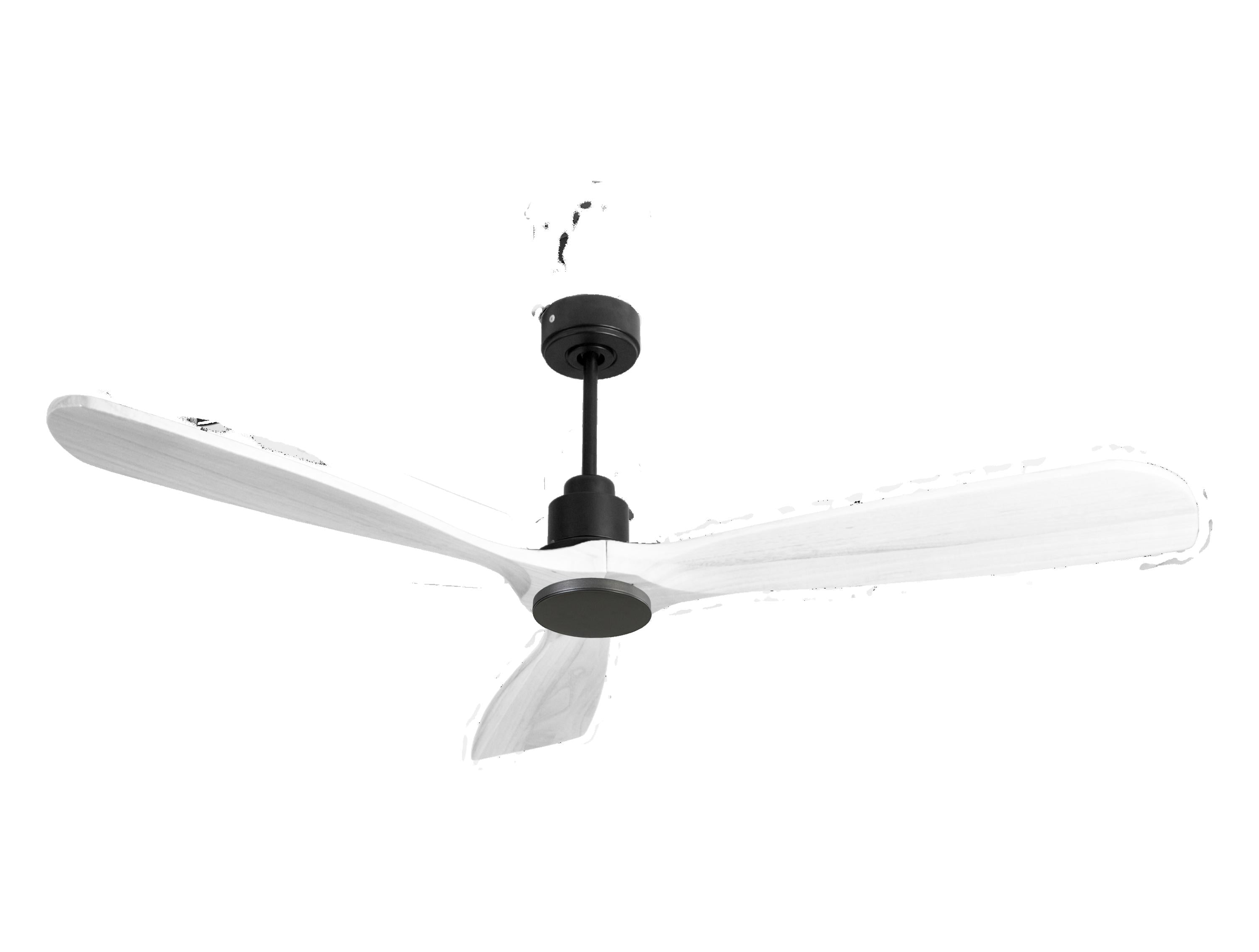 Ventilateur de plafond Réversible Thermostat Wifi Moteur à courant continu Toits en pente Télécommande Hypersilence Mémoire FullWood