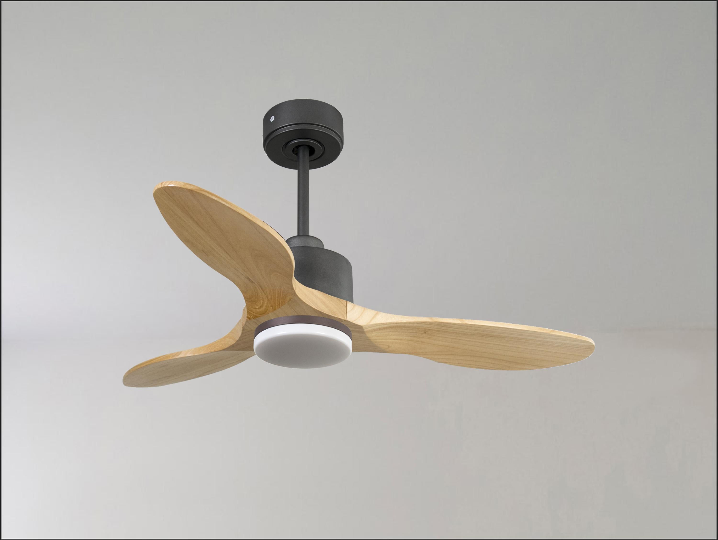 Ventilateur de plafond Réversible Thermostat Dimmable Wifi Moteur à courant continu Toits en pente Télécommande Lumière à trois tons Hypersilence Mémoire